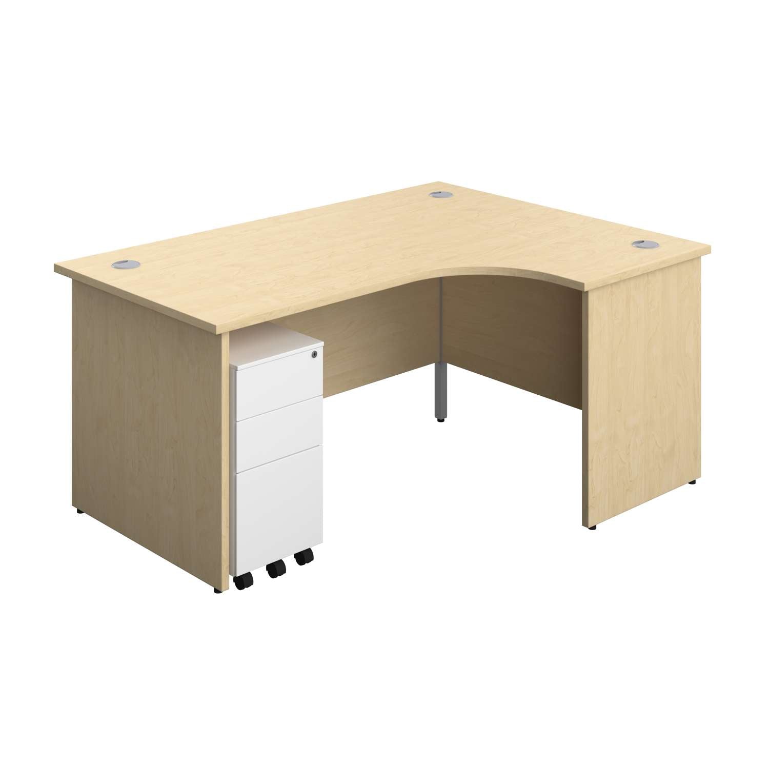 Panel Right Hand Radial Desk + 3 Drawer Slimline Steel Mobile Pedestal Bundle (FSC)