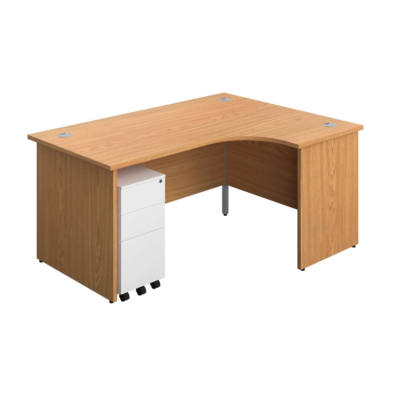 Panel Right Hand Radial Desk + 3 Drawer Slimline Steel Mobile Pedestal Bundle (FSC)