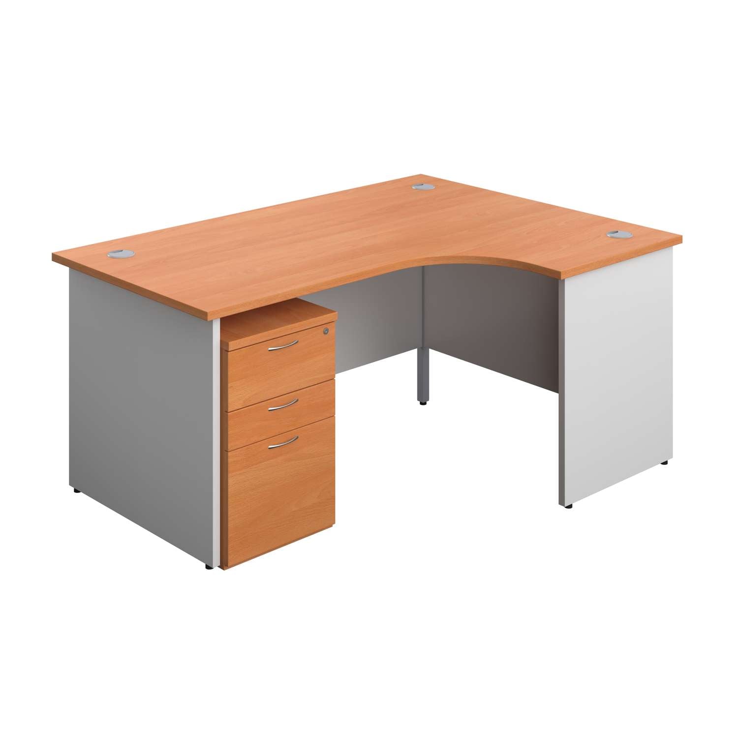 Panel Plus Right Radial Desk + 3 Drawer Under Desk Pedestal Bundle (FSC)