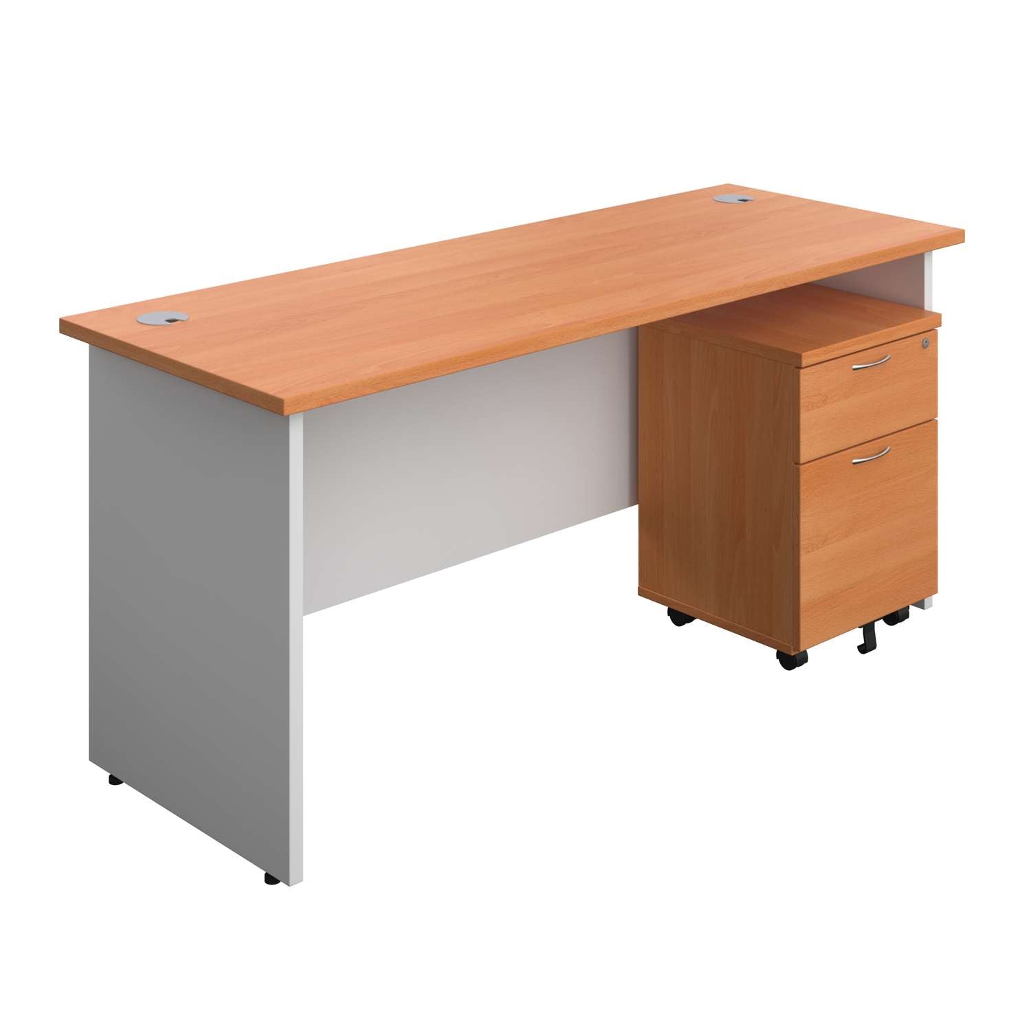 Panel Plus Rectangular Desk + 2 Drawer Mobile Pedestal Bundle (FSC)