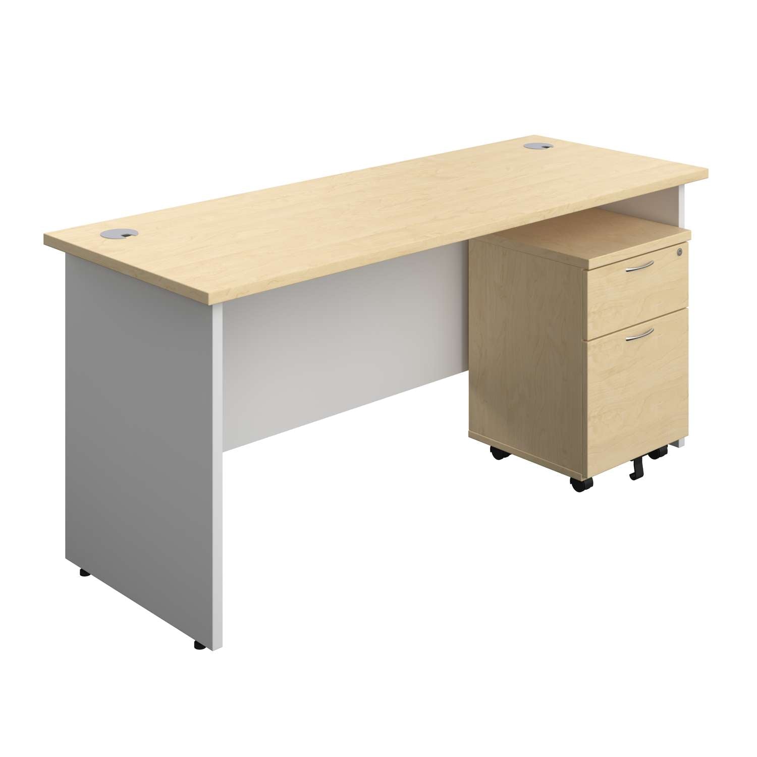 Panel Plus Rectangular Desk + 2 Drawer Mobile Pedestal Bundle (FSC)