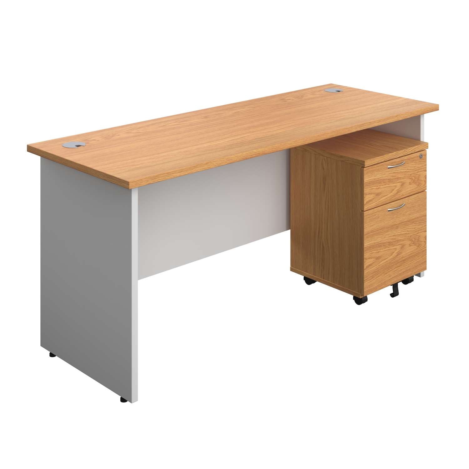 Panel Plus Rectangular Desk + 2 Drawer Mobile Pedestal Bundle (FSC)