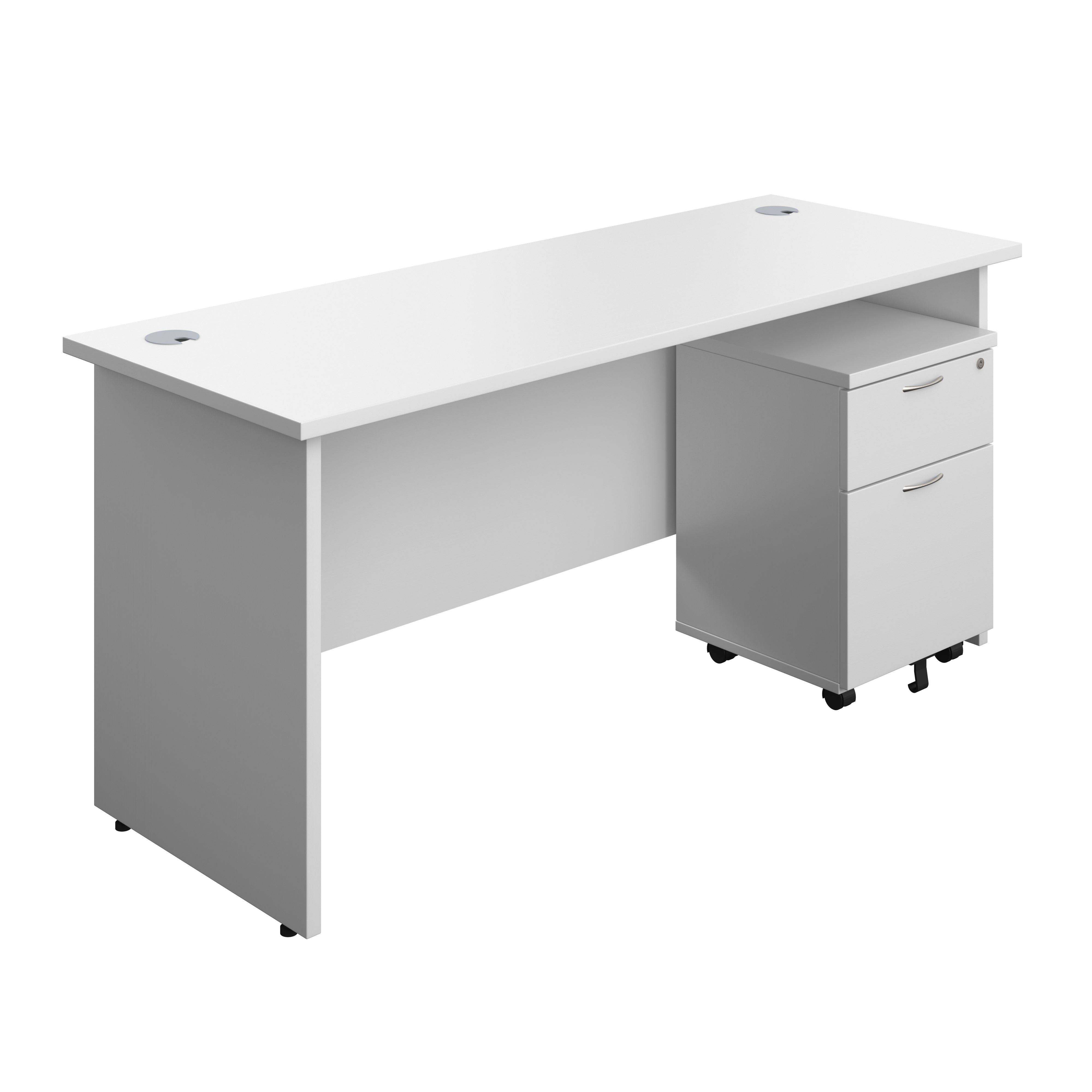 Panel Rectangular Desk + 2 Drawer Mobile Pedestal Bundle (FSC)