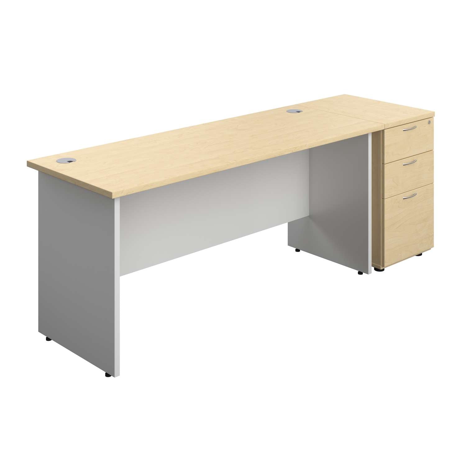 Panel Plus Rectangular Desk + Matching 3 Drawer Desk High Pedestal Bundle (FSC)