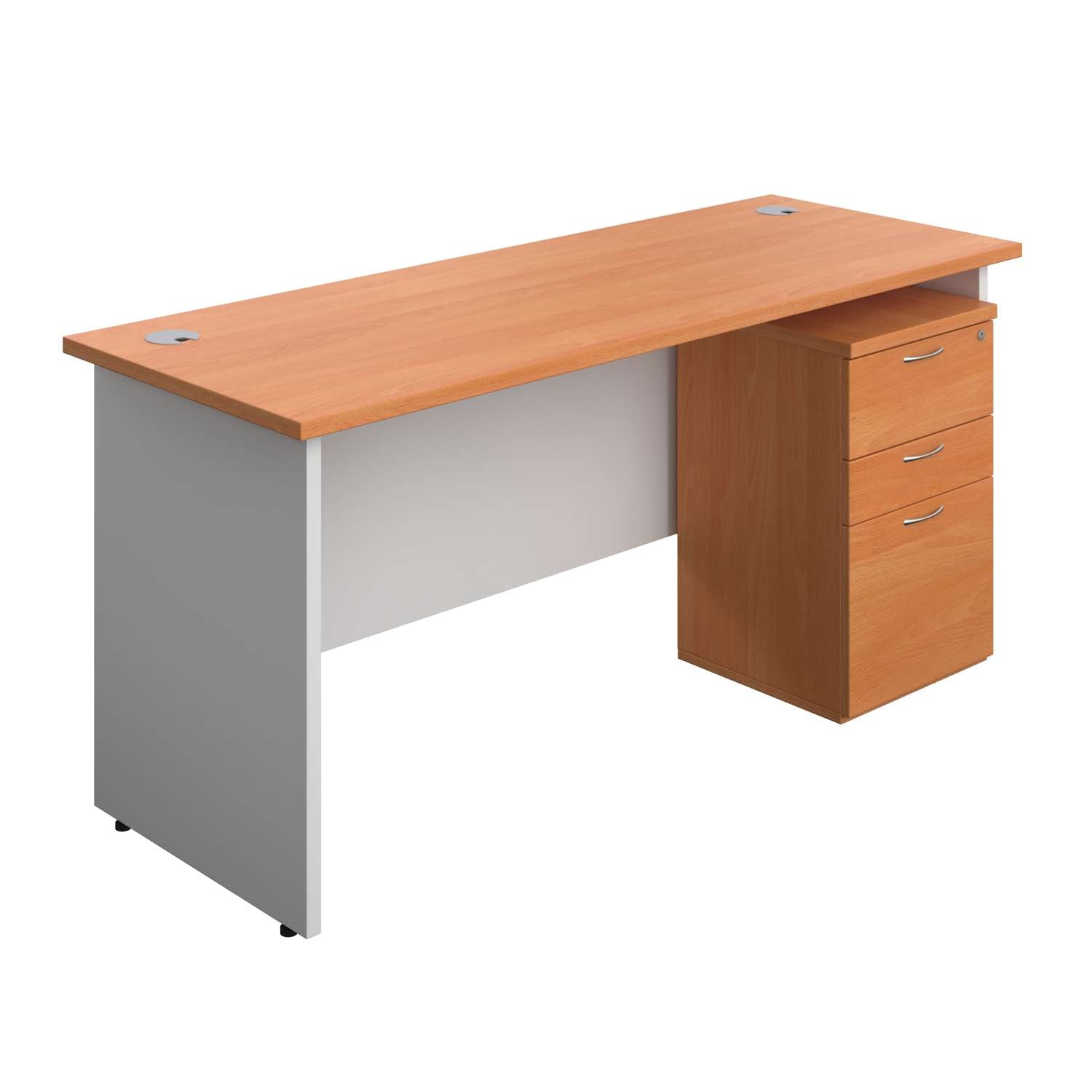 Panel Plus Rectangular Desk + 3 Drawer High Mobile Pedestal Bundle (FSC)