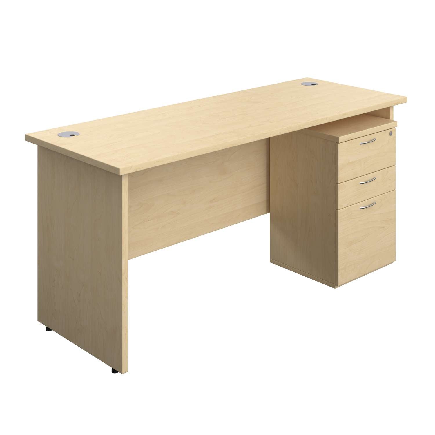 Panel Rectangular Desk + 3 Drawer High Mobile Pedestal Bundle (FSC)