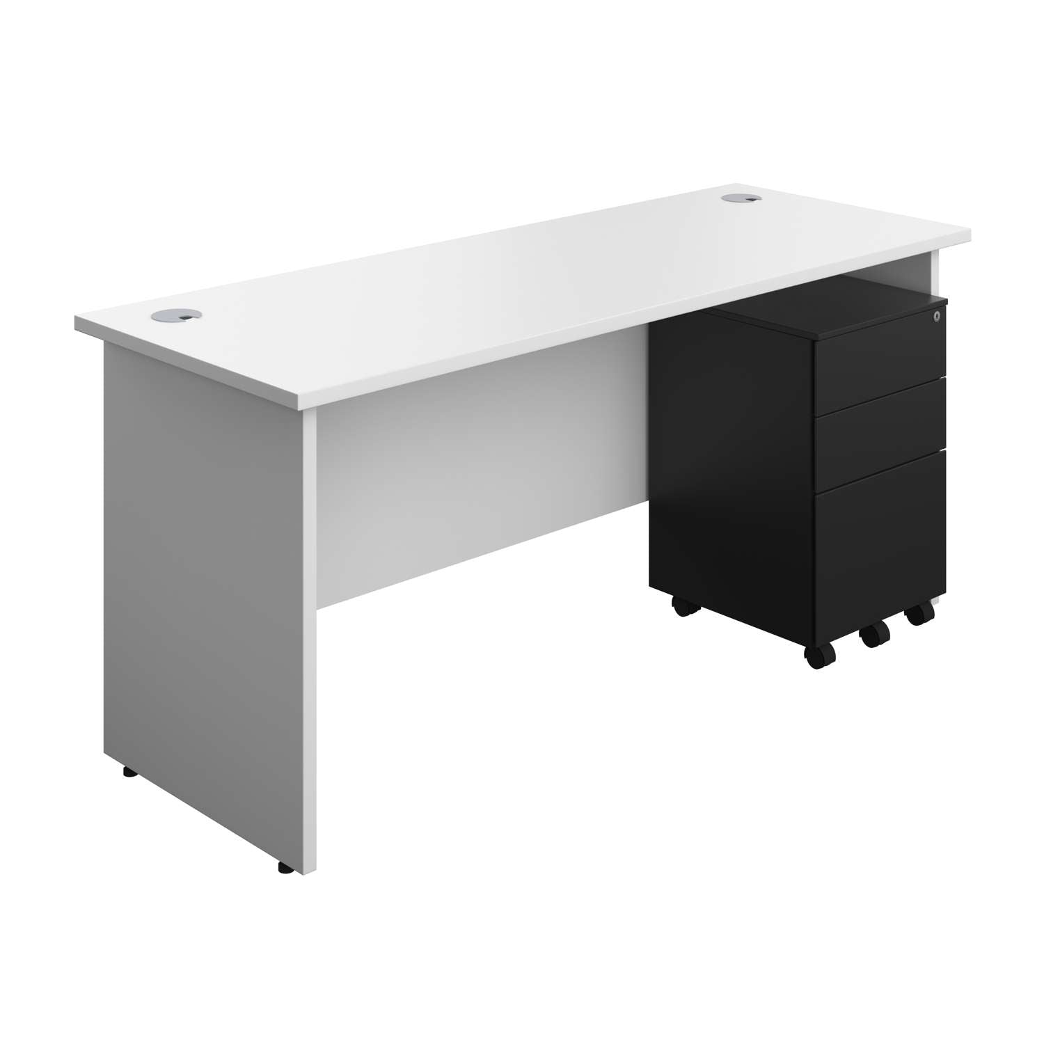 Panel Rectangular Desk + 3 Drawer Steel Pedestal Bundle (FSC)