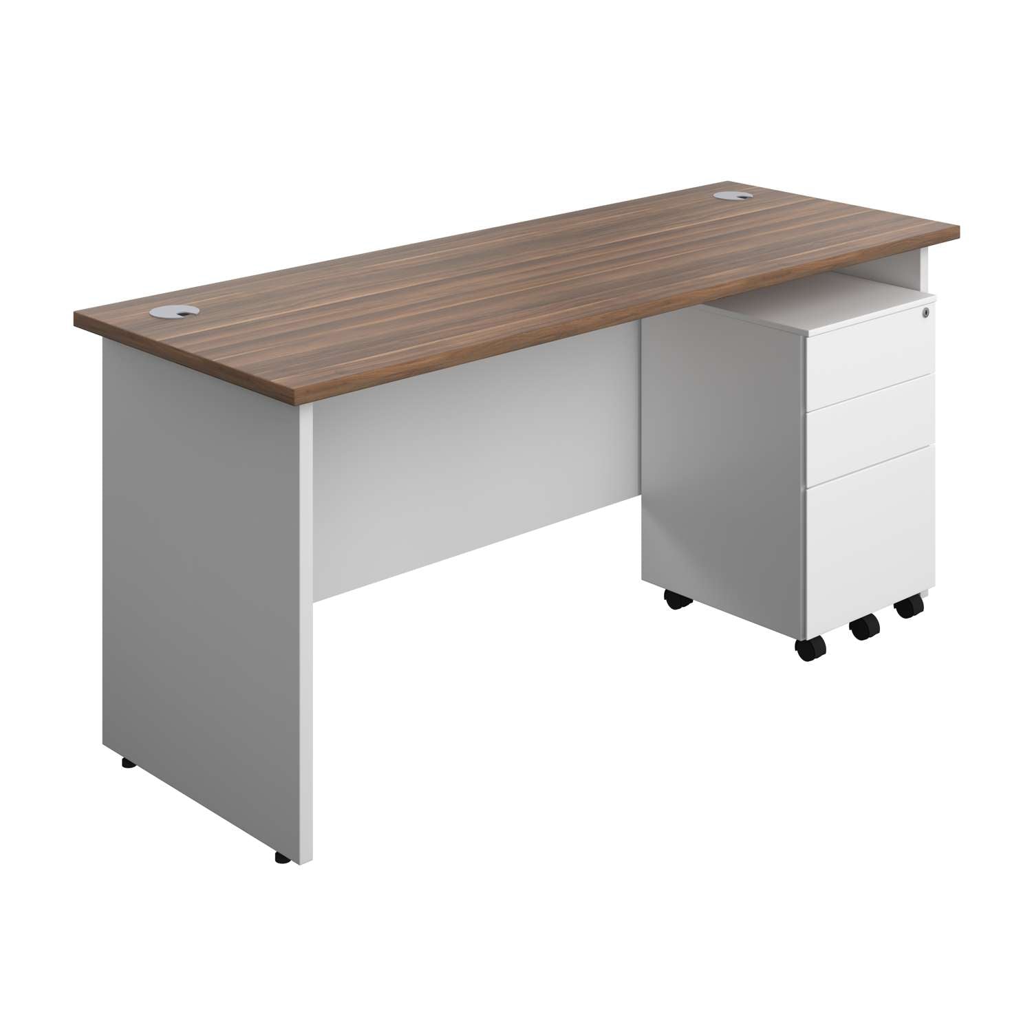 Panel Plus Rectangular Desk + 3 Drawer Steel Pedestal Bundle (FSC)