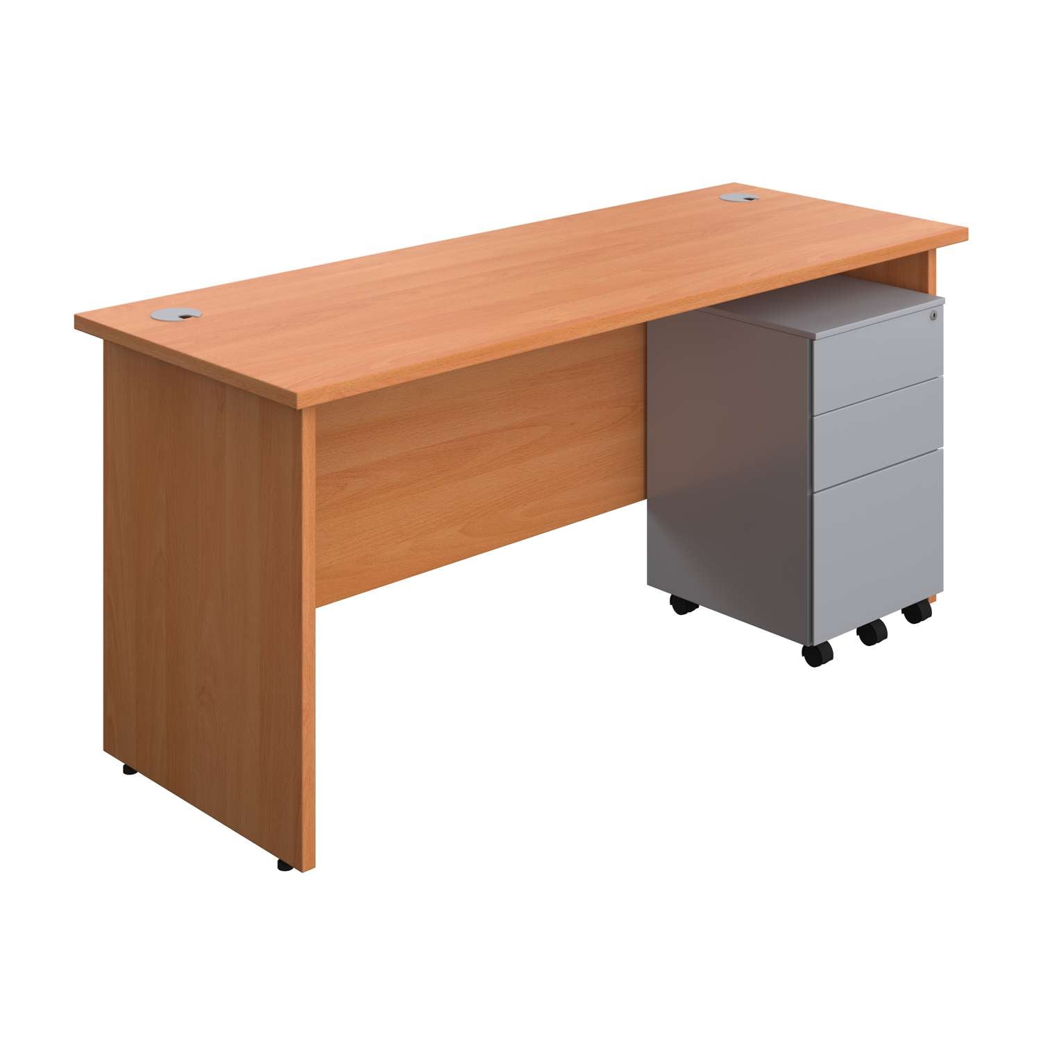 Panel Rectangular Desk + 3 Drawer Steel Pedestal Bundle (FSC)