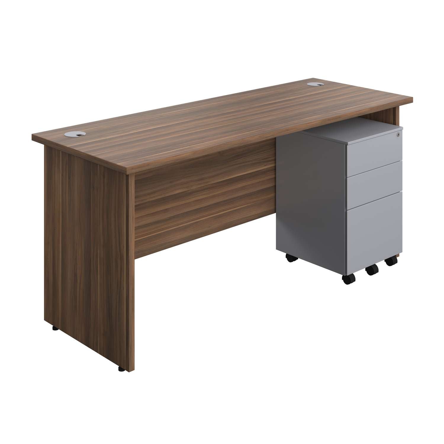 Panel Rectangular Desk + 3 Drawer Steel Pedestal Bundle (FSC)