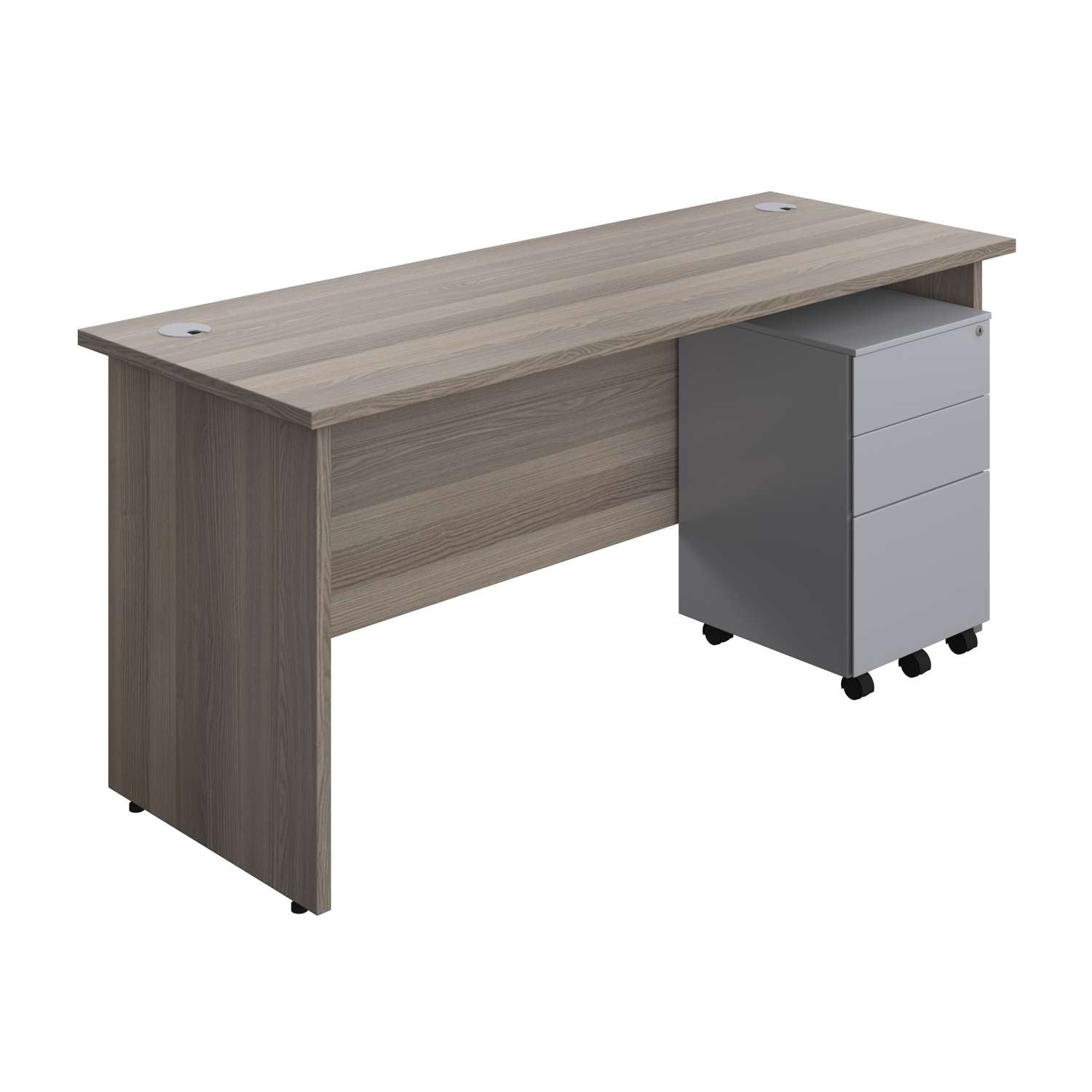 Panel Rectangular Desk + 3 Drawer Steel Pedestal Bundle (FSC)