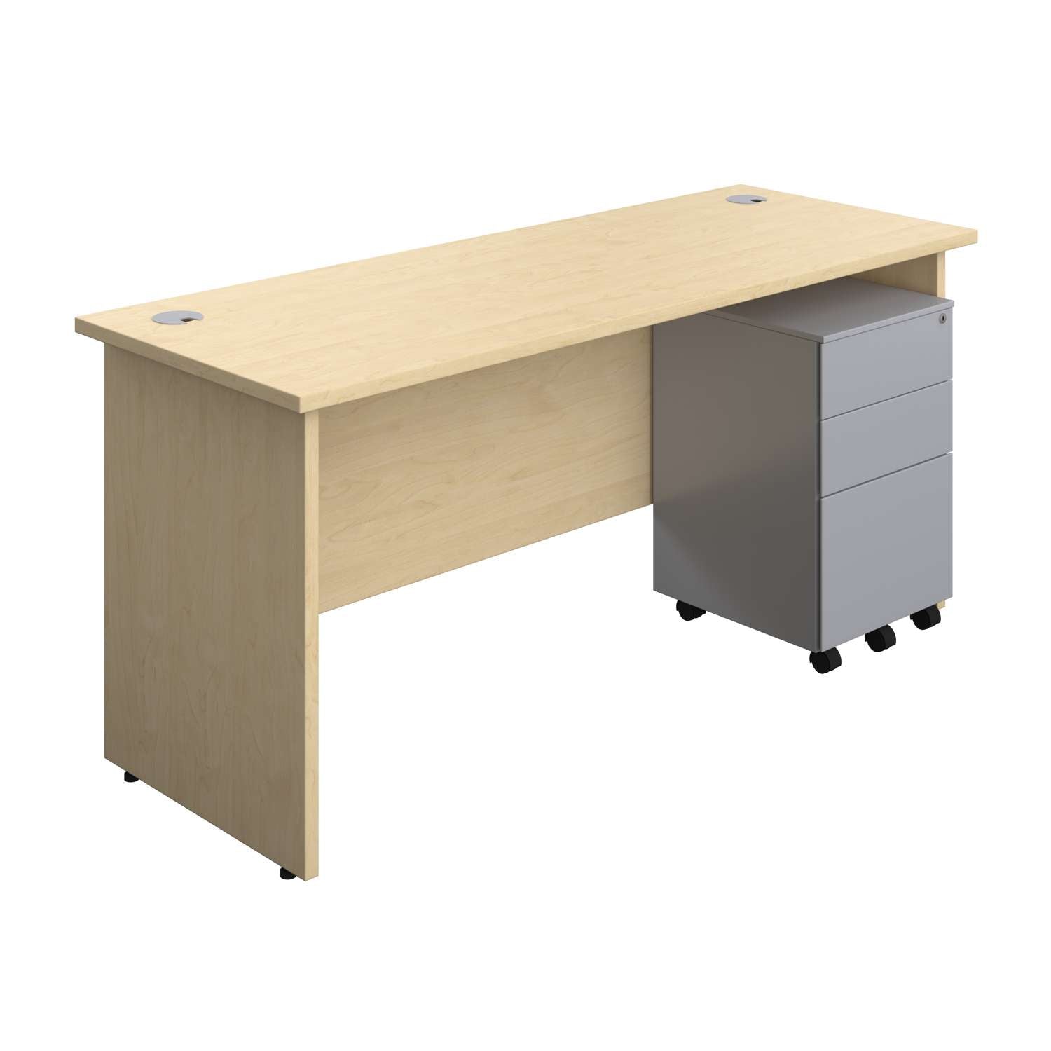 Panel Rectangular Desk + 3 Drawer Steel Pedestal Bundle (FSC)