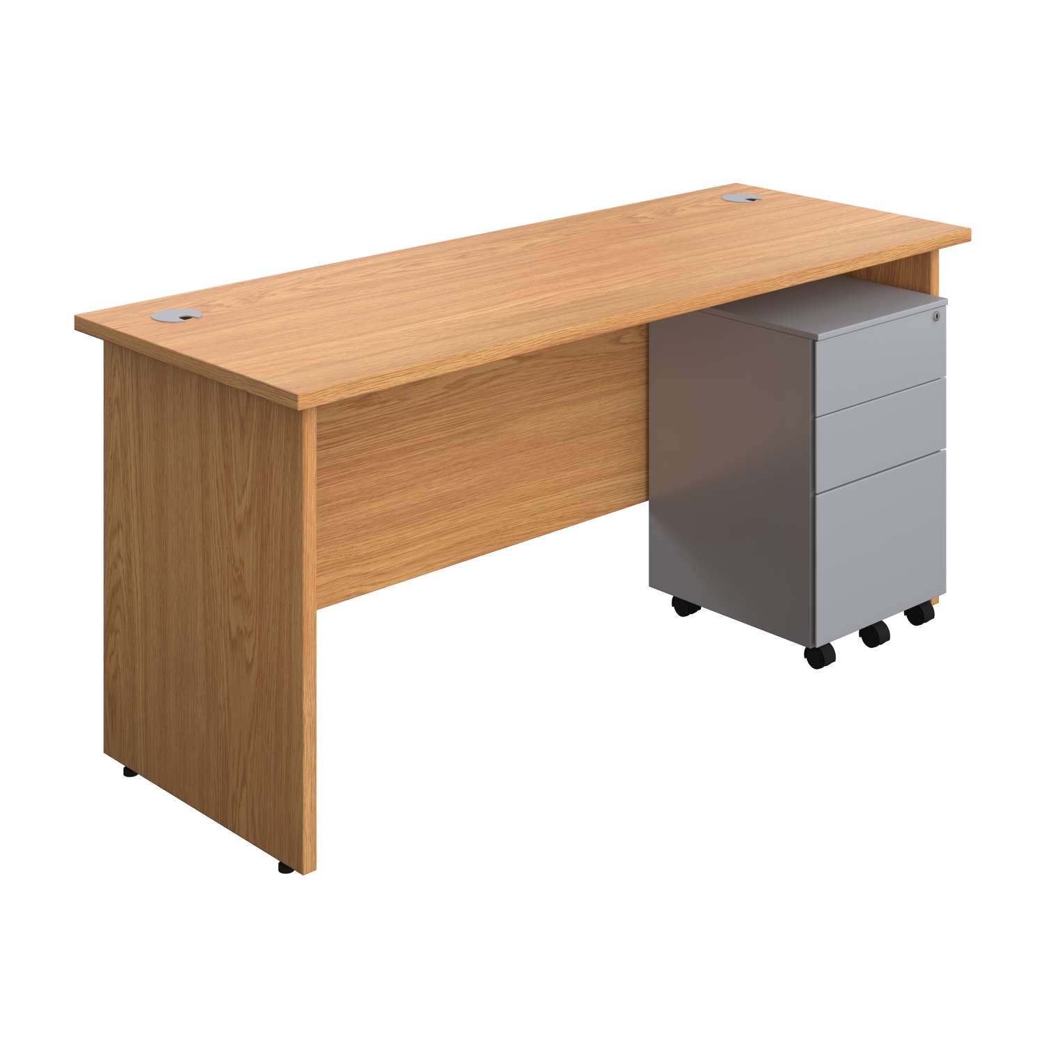 Panel Rectangular Desk + 3 Drawer Steel Pedestal Bundle (FSC)