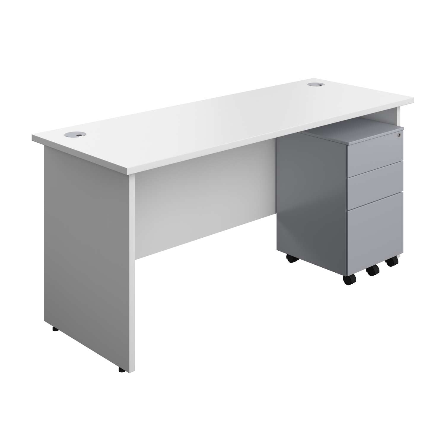 Panel Rectangular Desk + 3 Drawer Steel Pedestal Bundle (FSC)