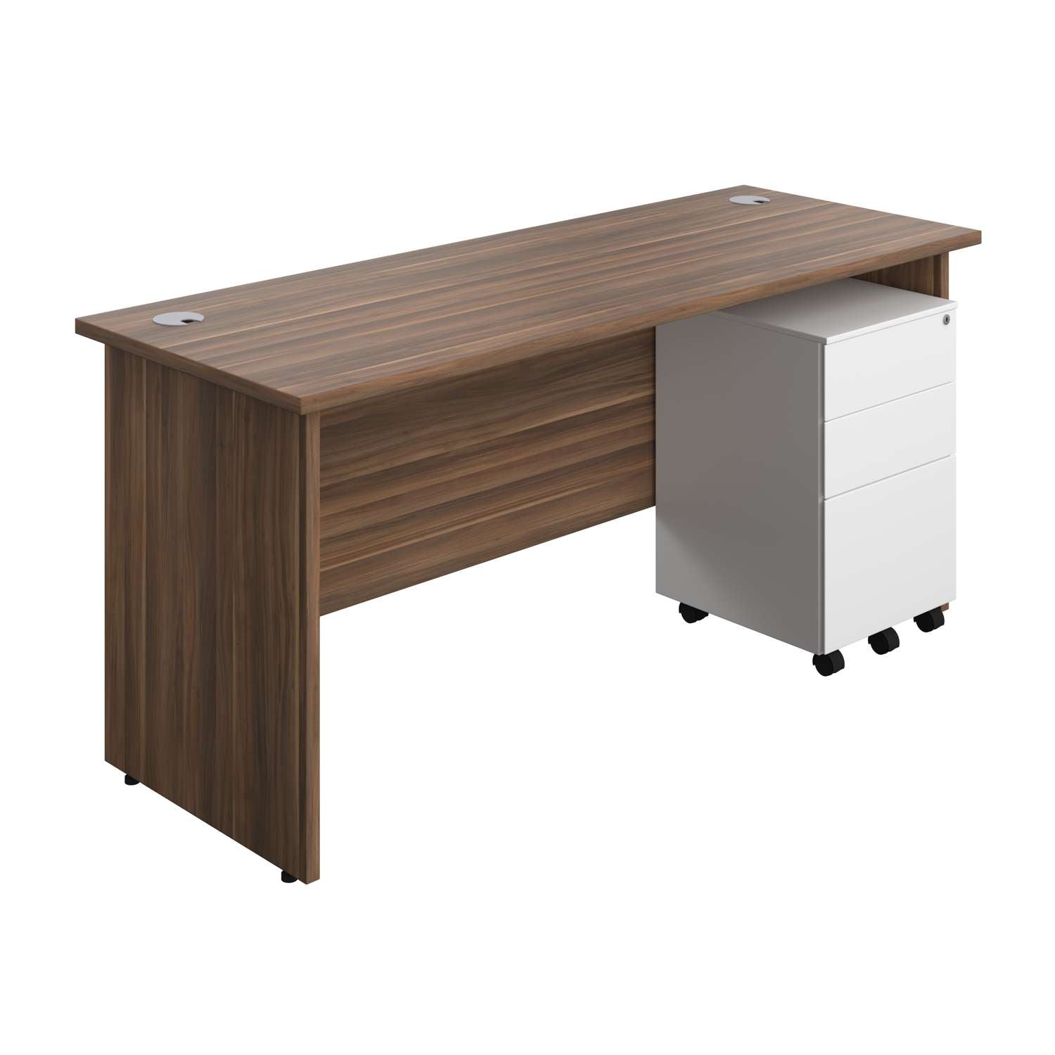 Panel Rectangular Desk + 3 Drawer Steel Pedestal Bundle (FSC)