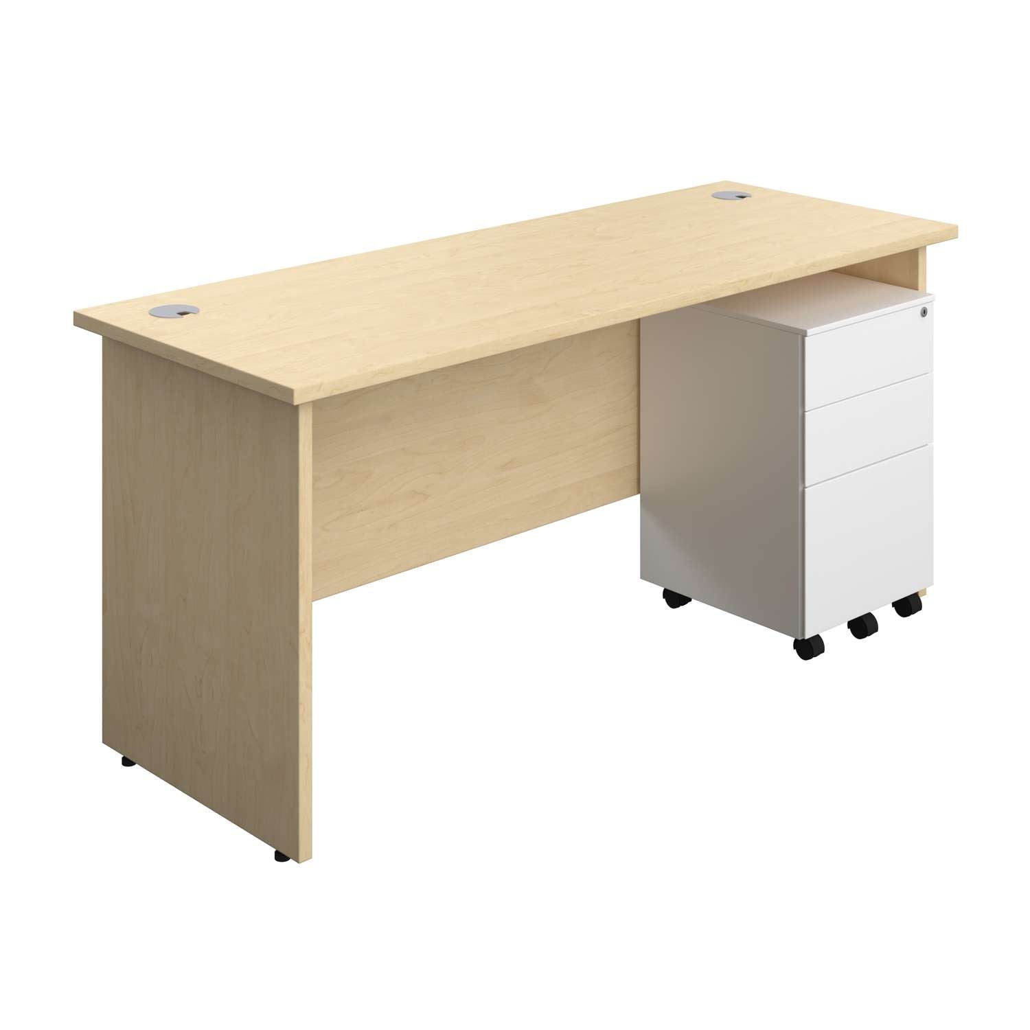 Panel Rectangular Desk + 3 Drawer Steel Pedestal Bundle (FSC)