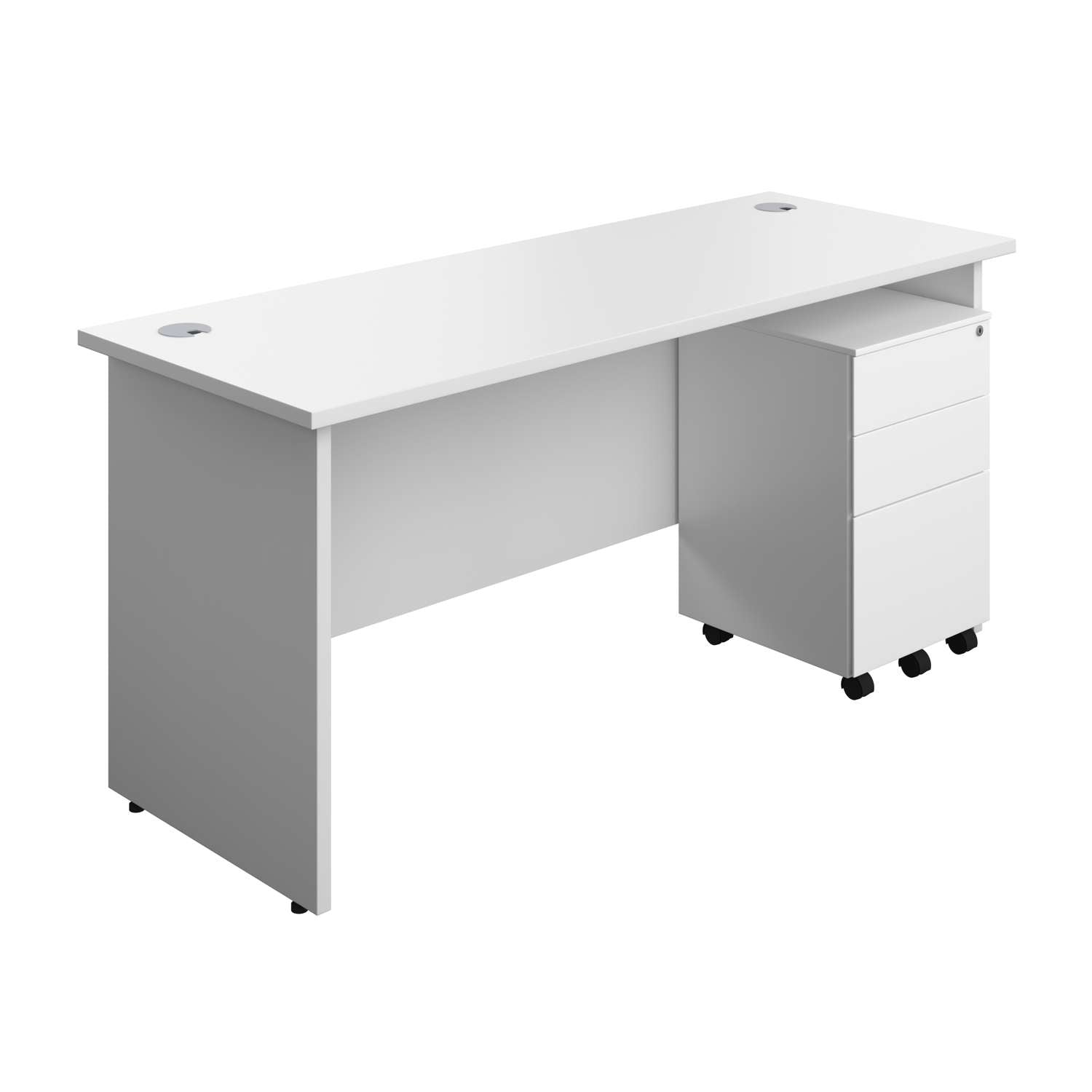 Panel Rectangular Desk + 3 Drawer Steel Pedestal Bundle (FSC)