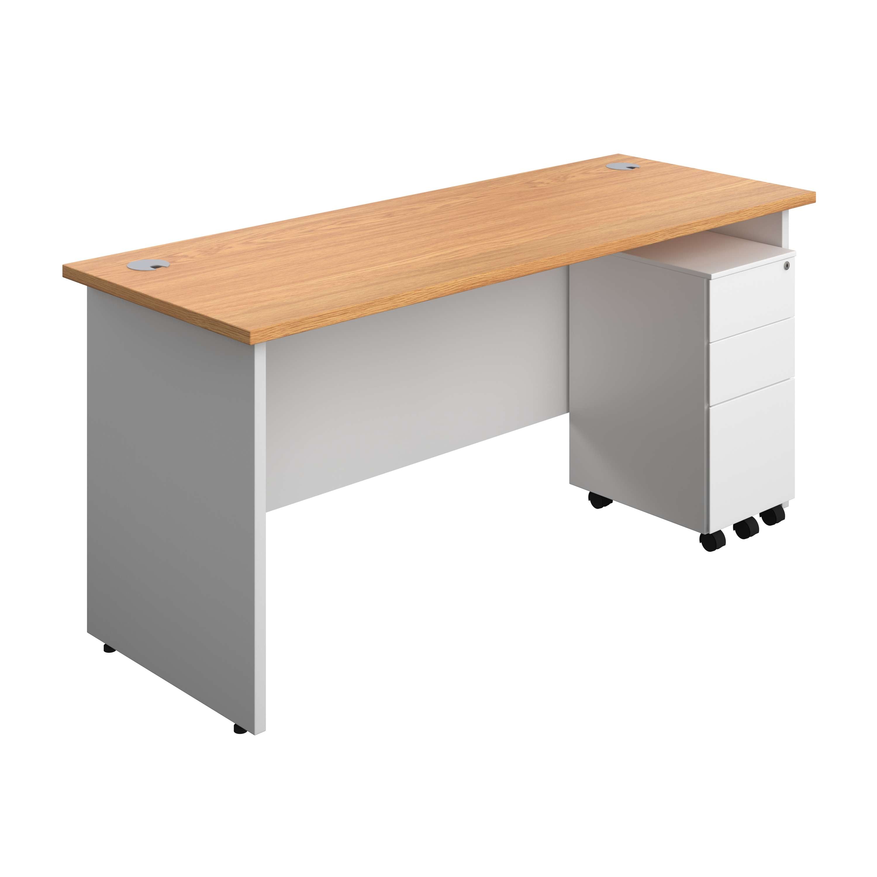 Panel Plus Rectangular Desk + 3 Drawer Slimline Steel Pedestal Bundle (FSC)