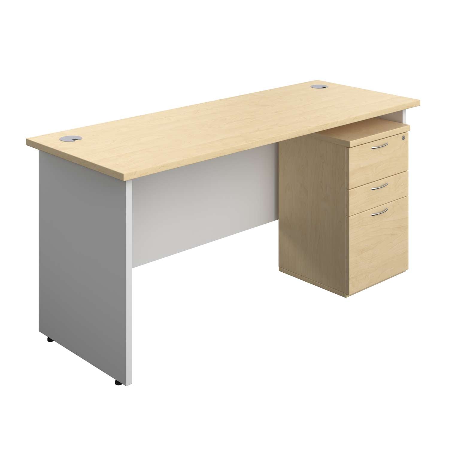 Panel Plus Rectangular Desk + 3 Drawer Under Desk Pedestal Bundle (FSC)