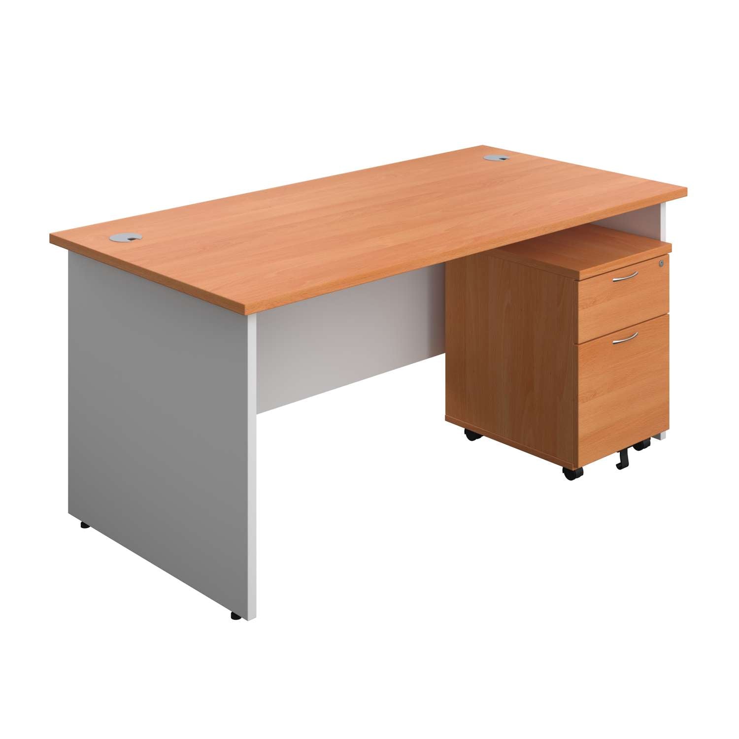 Panel Plus Rectangular Desk + 2 Drawer Mobile Pedestal Bundle (FSC)