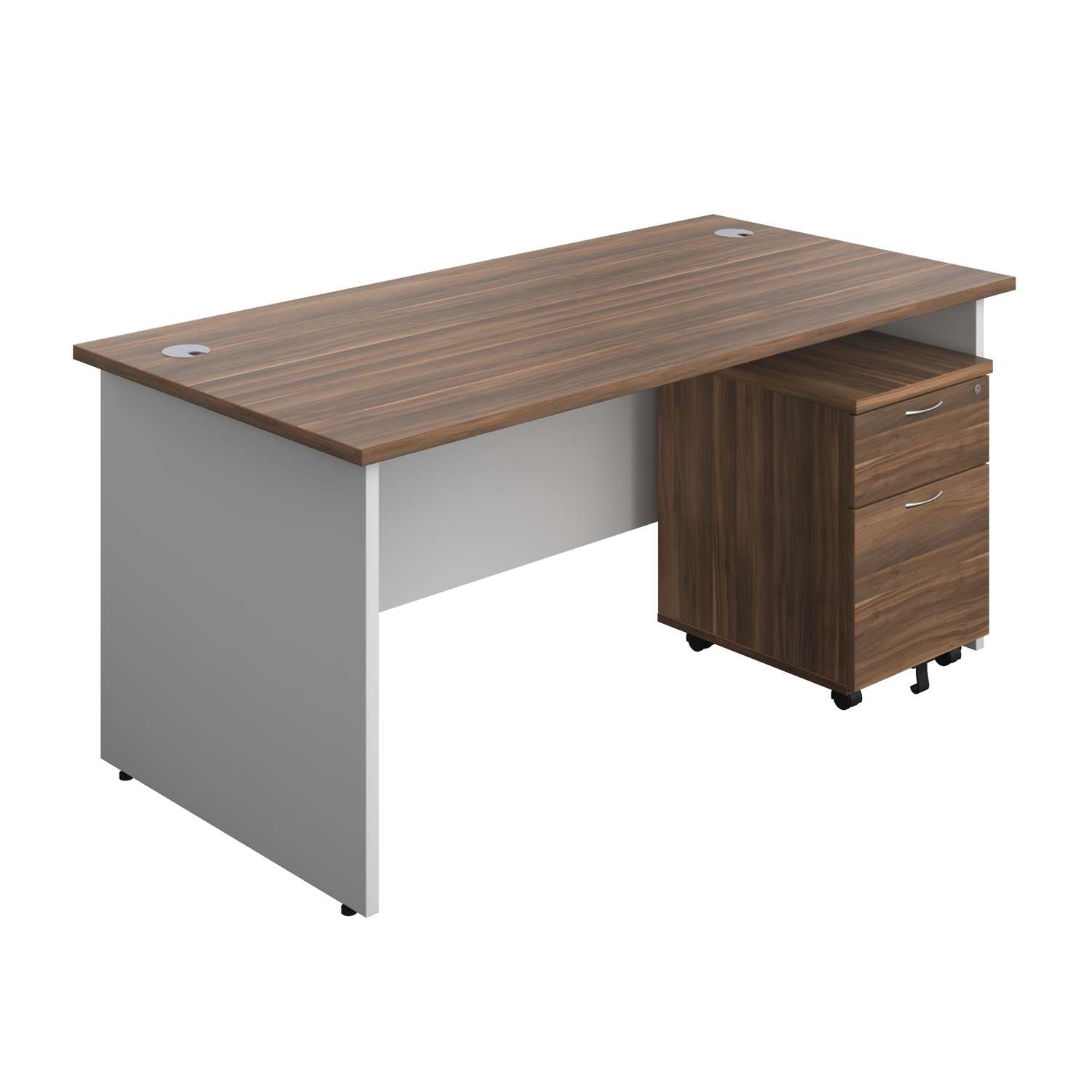 Panel Plus Rectangular Desk + 2 Drawer Mobile Pedestal Bundle (FSC)