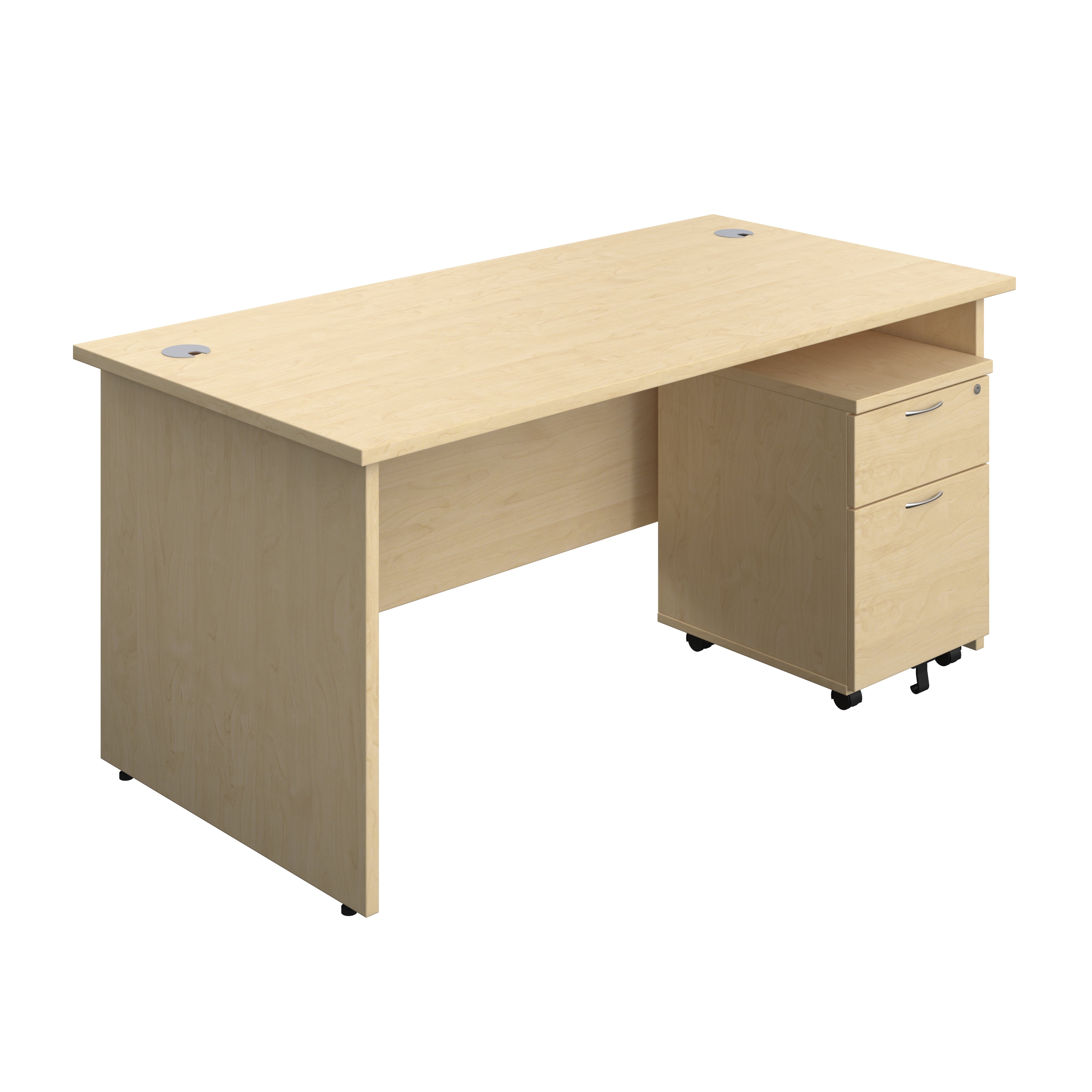 Panel Rectangular Desk + 2 Drawer Mobile Pedestal Bundle (FSC)