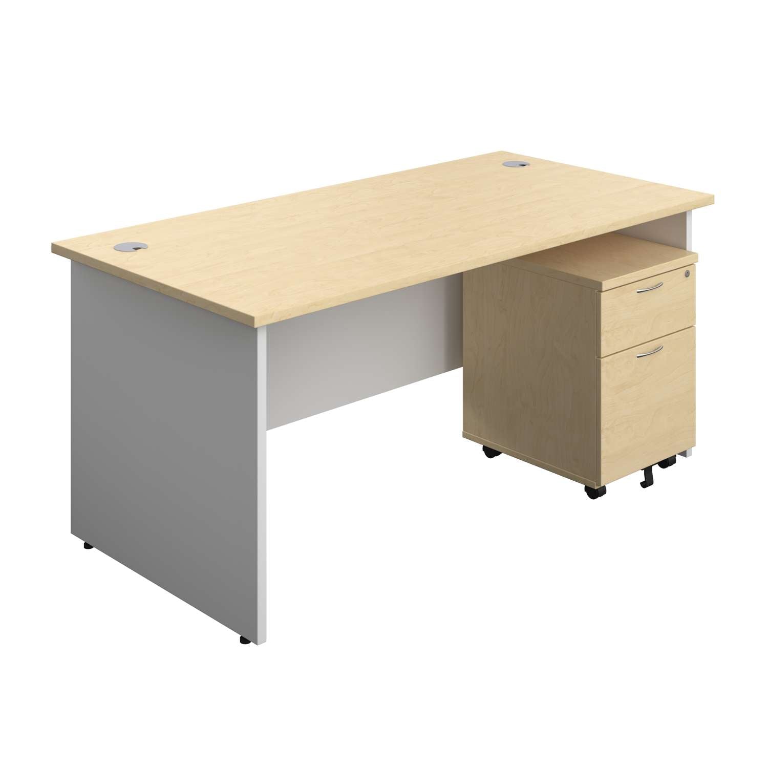 Panel Plus Rectangular Desk + 2 Drawer Mobile Pedestal Bundle (FSC)