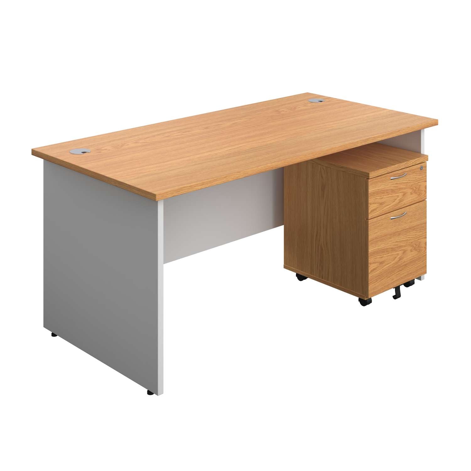 Panel Plus Rectangular Desk + 2 Drawer Mobile Pedestal Bundle (FSC)