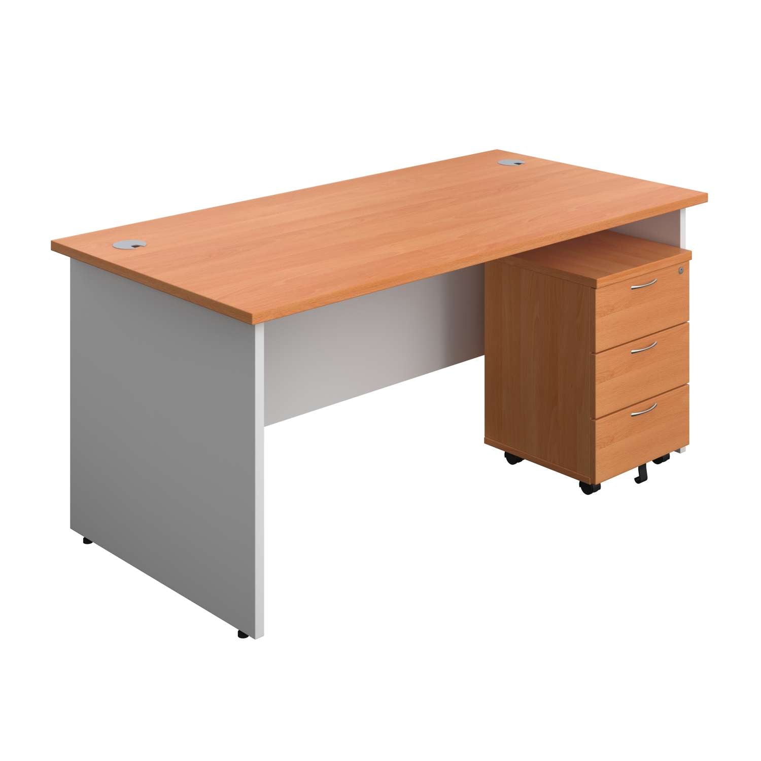 Panel Plus Rectangular Desk + 3 Drawer Mobile Pedestal Bundle (FSC)