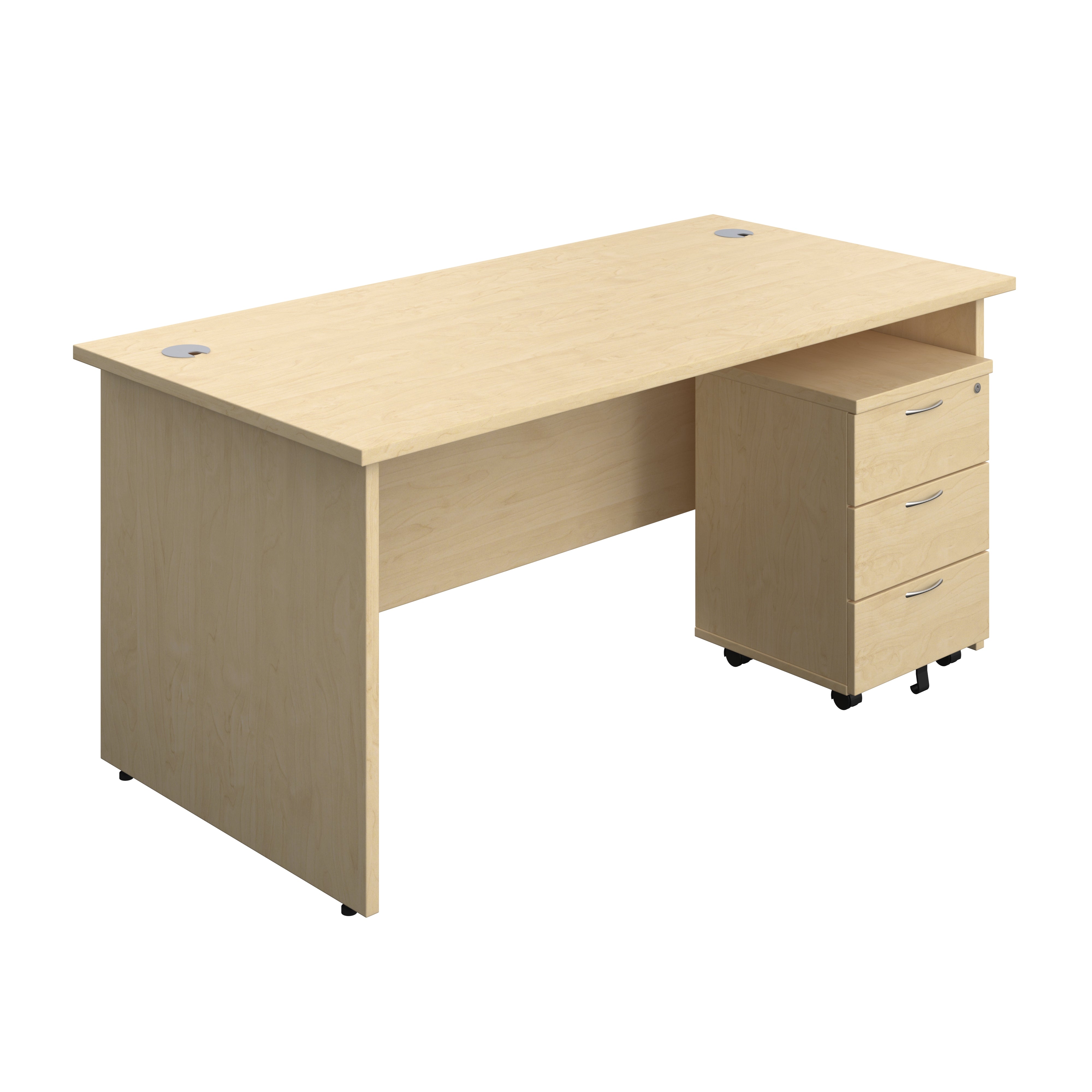 Panel Rectangular Desk + 3 Drawer Mobile Pedestal Bundle (FSC)