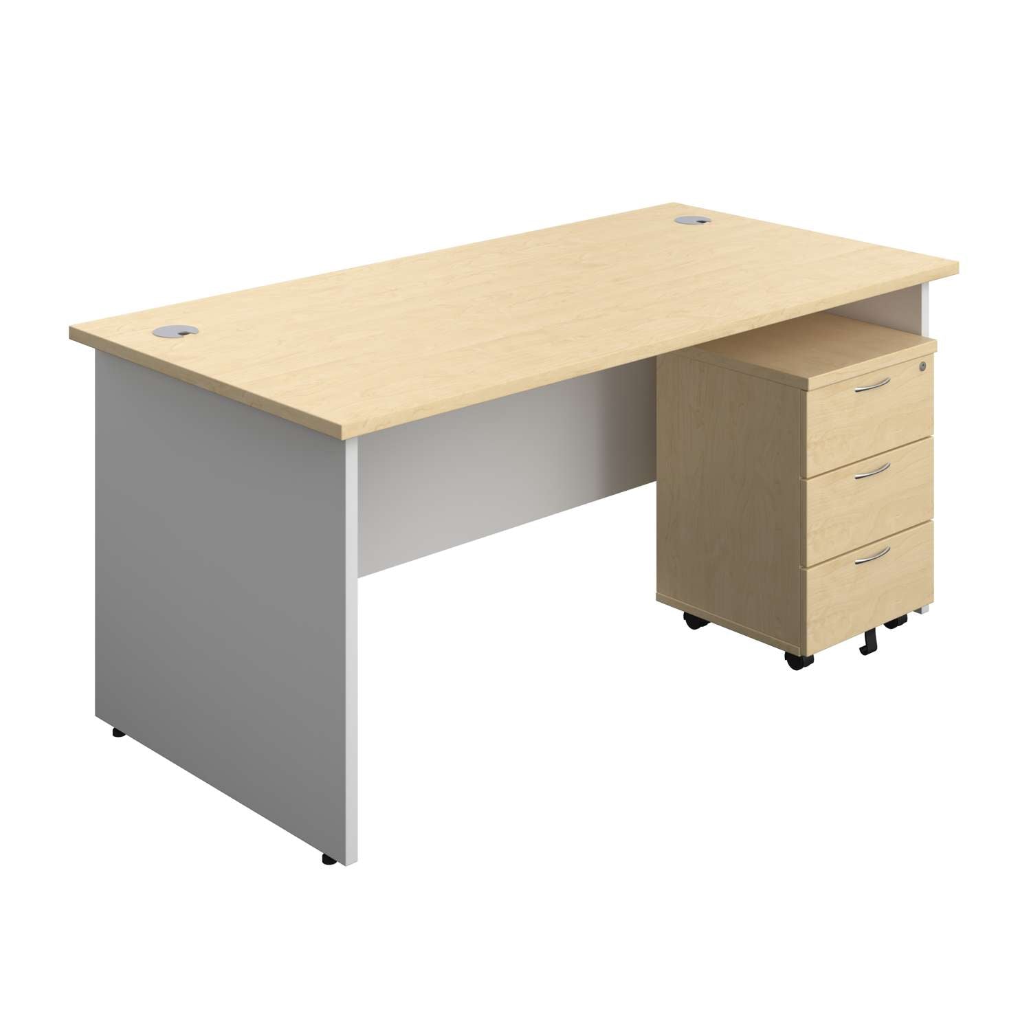 Panel Plus Rectangular Desk + 3 Drawer Mobile Pedestal Bundle (FSC)