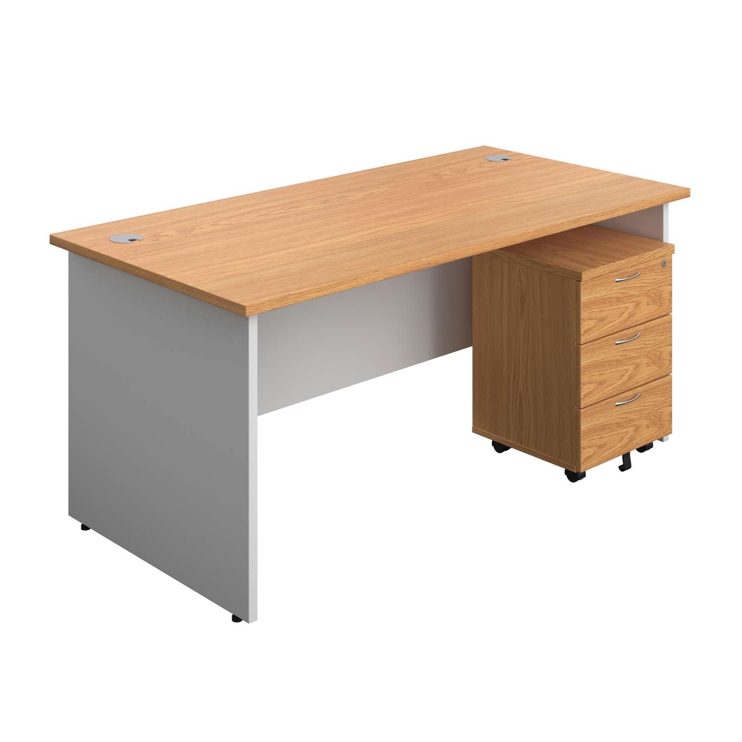 Panel Plus Rectangular Desk + 3 Drawer Mobile Pedestal Bundle (FSC)