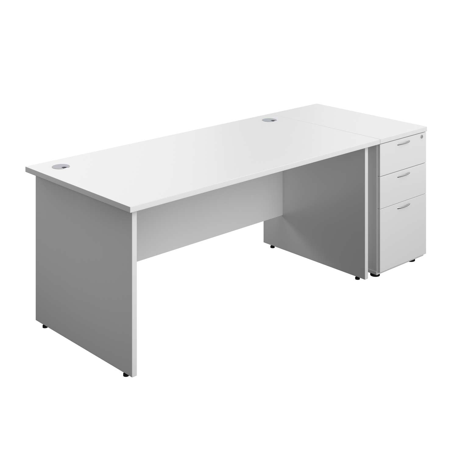 Panel Rectangular Desk + 3 Drawer Desk High Pedestal Bundle (FSC)