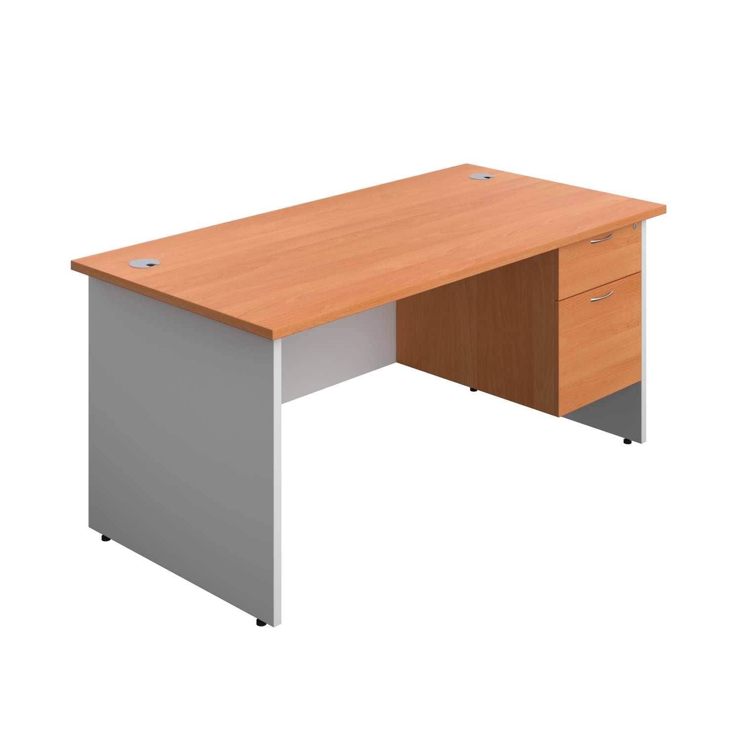 Panel Plus Rectangular Desk + 2 Drawer Fixed Pedestal Bundle (FSC)