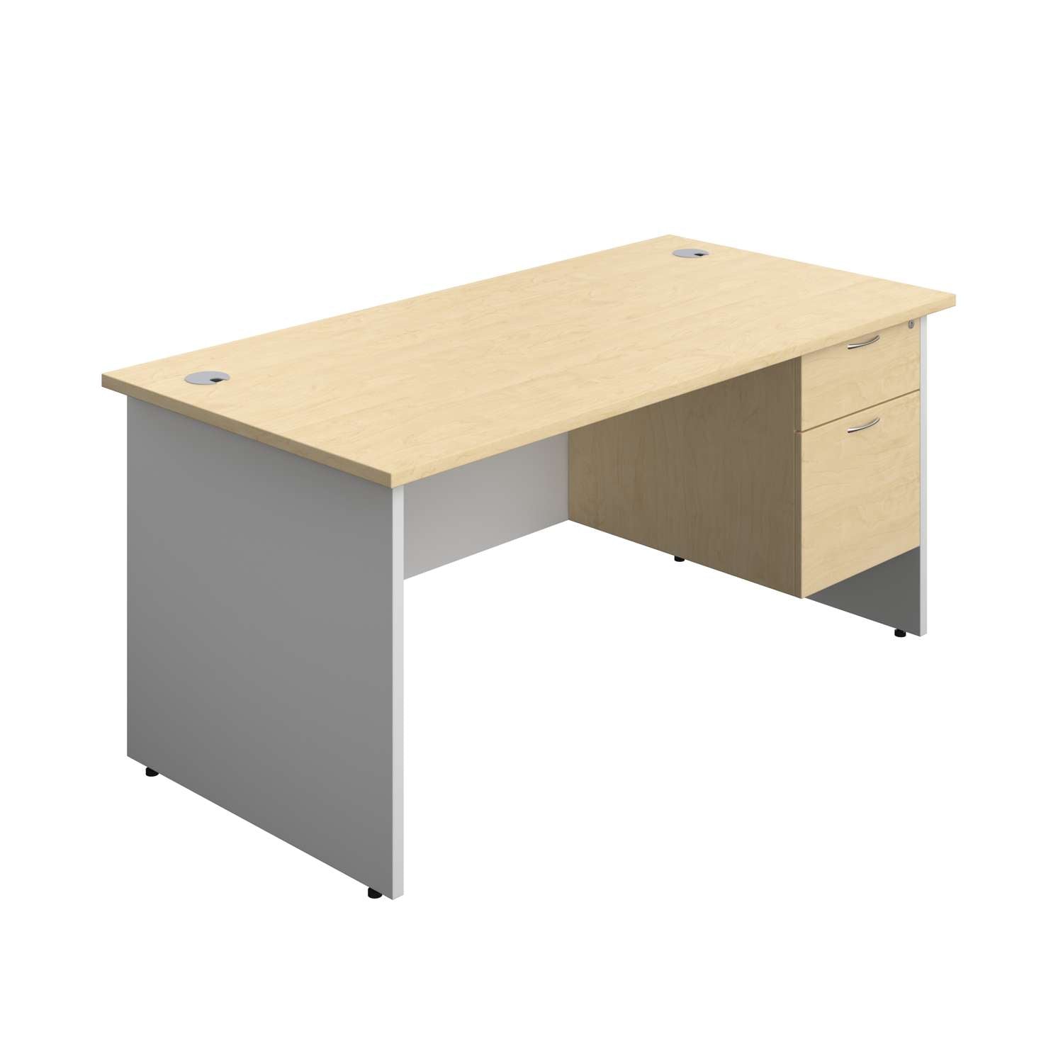 Panel Plus Rectangular Desk + 2 Drawer Fixed Pedestal Bundle (FSC)