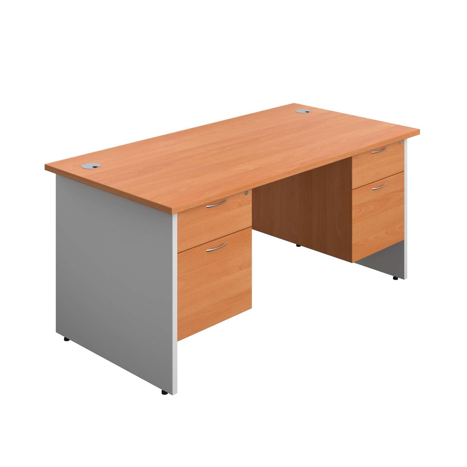 Panel Plus Rectangular Desk + 2 X 2 Drawer Fixed Pedestal Bundle (FSC)