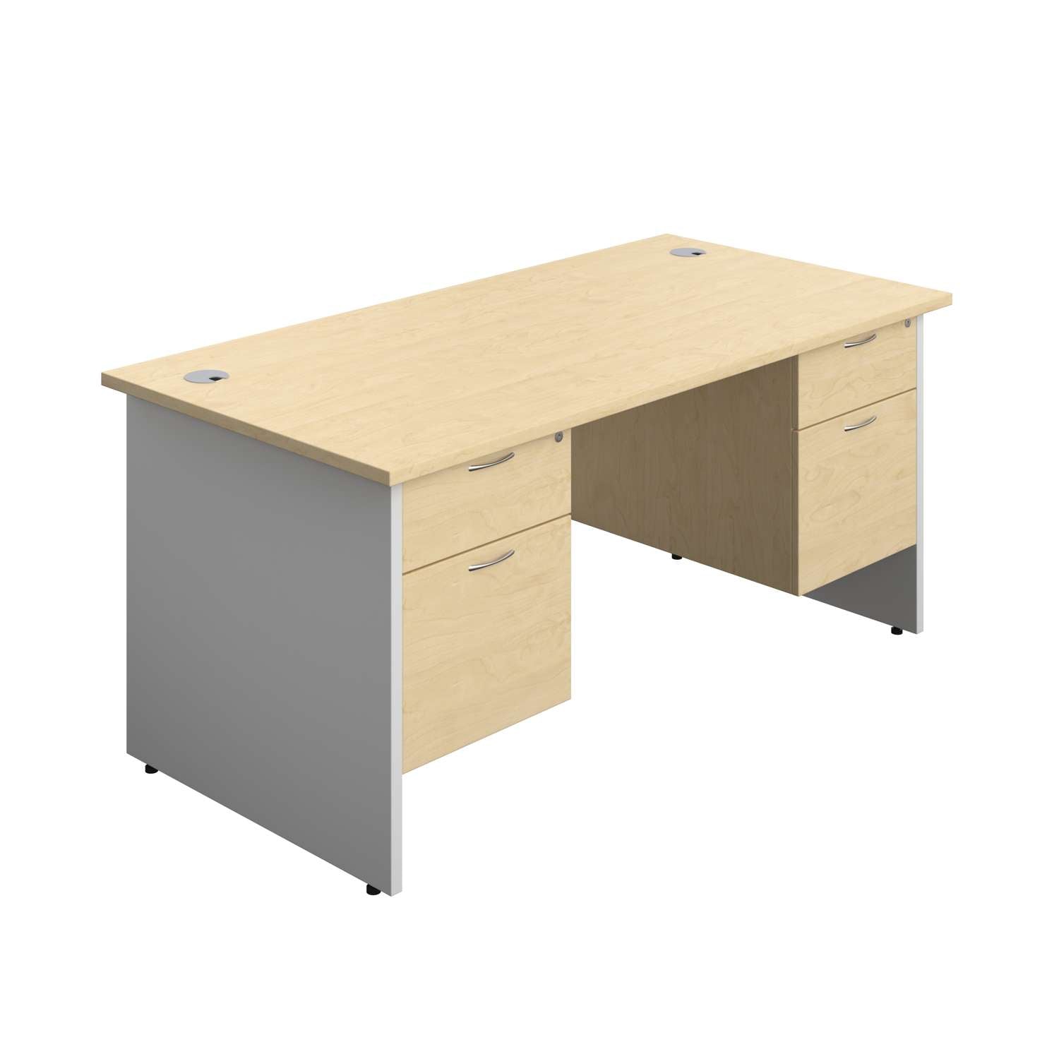 Panel Plus Rectangular Desk + 2 X 2 Drawer Fixed Pedestal Bundle (FSC)