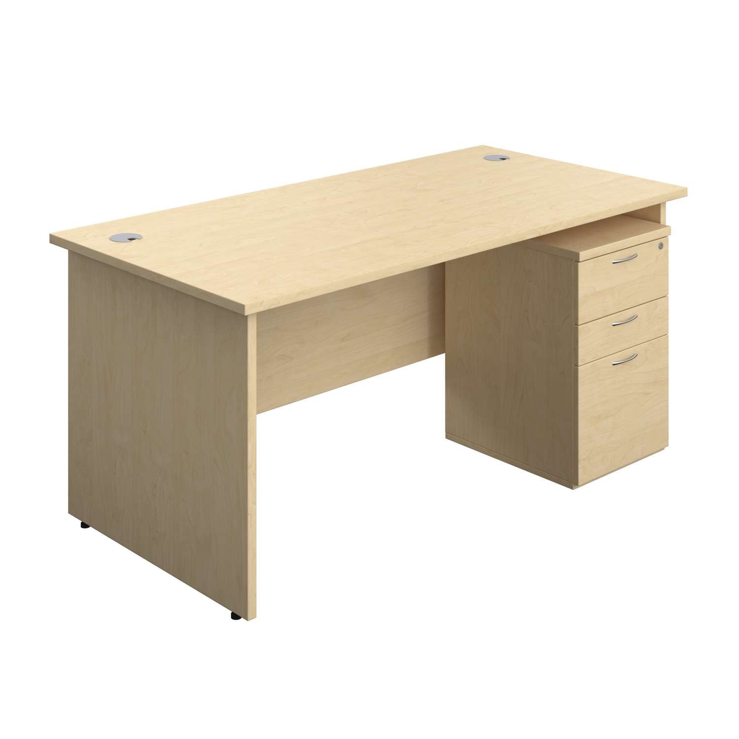 Panel Rectangular Desk + 3 Drawer High Mobile Pedestal Bundle (FSC)