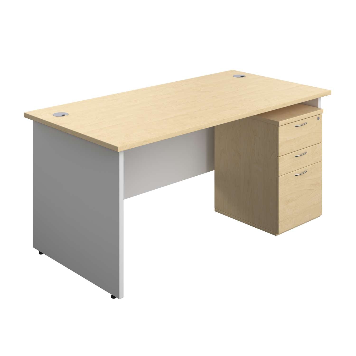 Panel Plus Rectangular Desk + 3 Drawer High Mobile Pedestal Bundle (FSC)