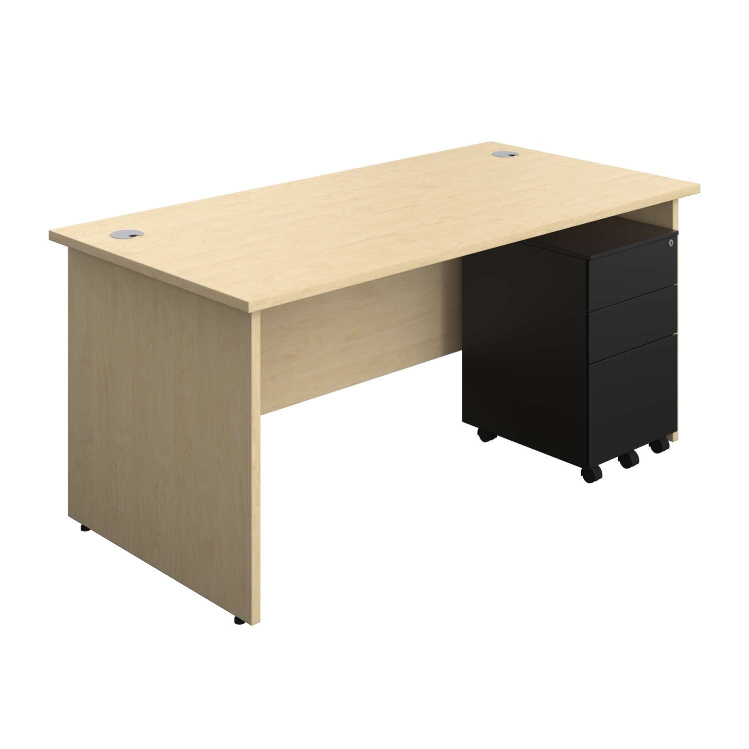 Panel Rectangular Desk + 3 Drawer Steel Pedestal Bundle (FSC)