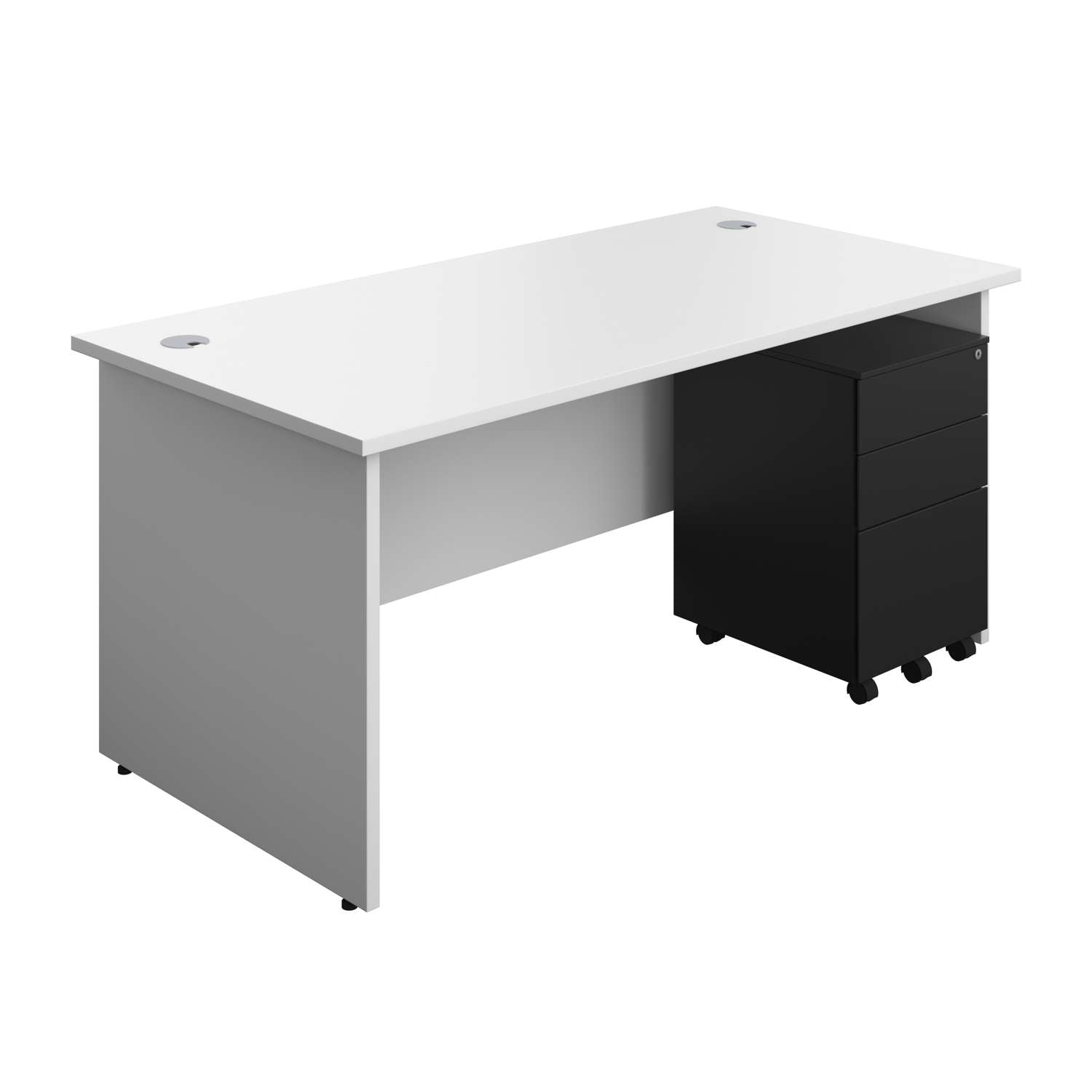 Panel Rectangular Desk + 3 Drawer Steel Pedestal Bundle (FSC)