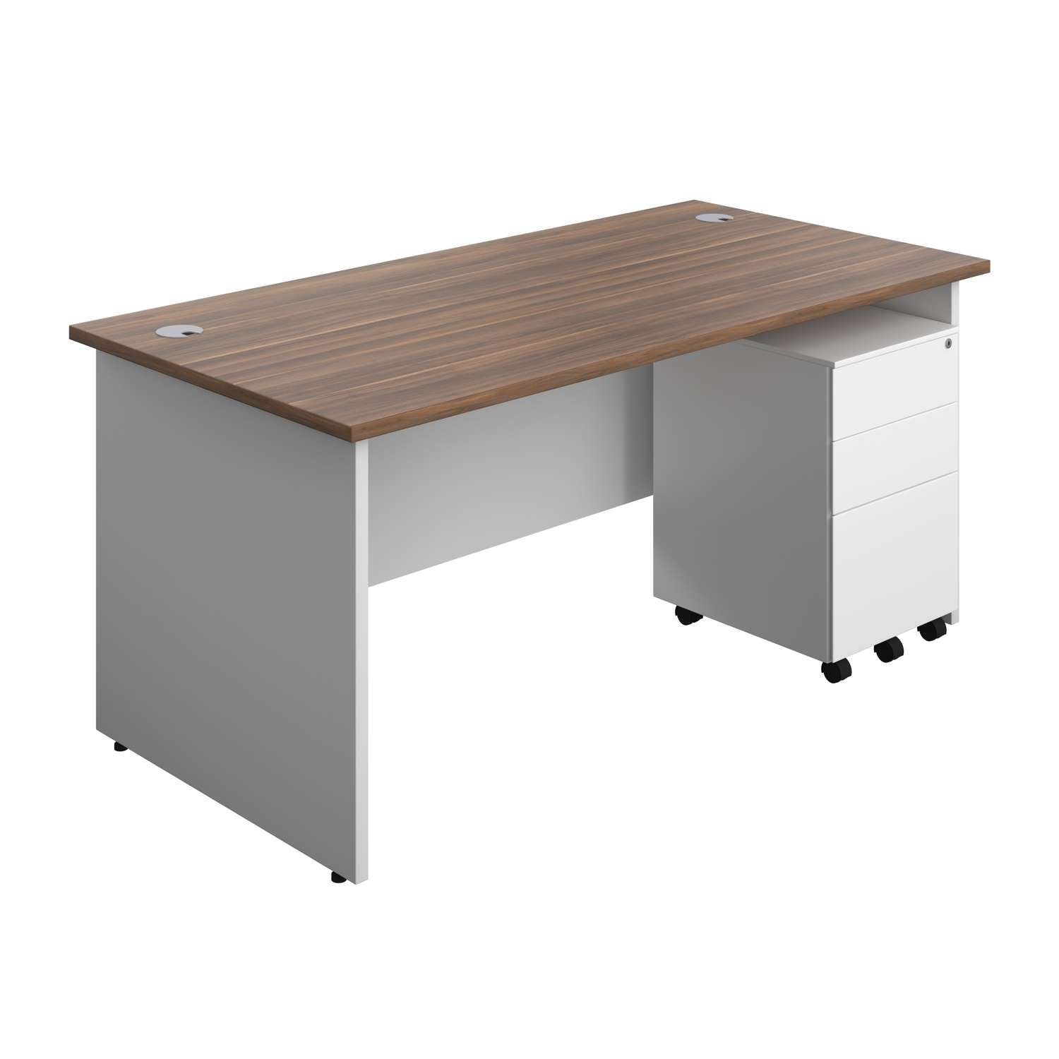 Panel Plus Rectangular Desk + 3 Drawer Steel Pedestal Bundle (FSC)