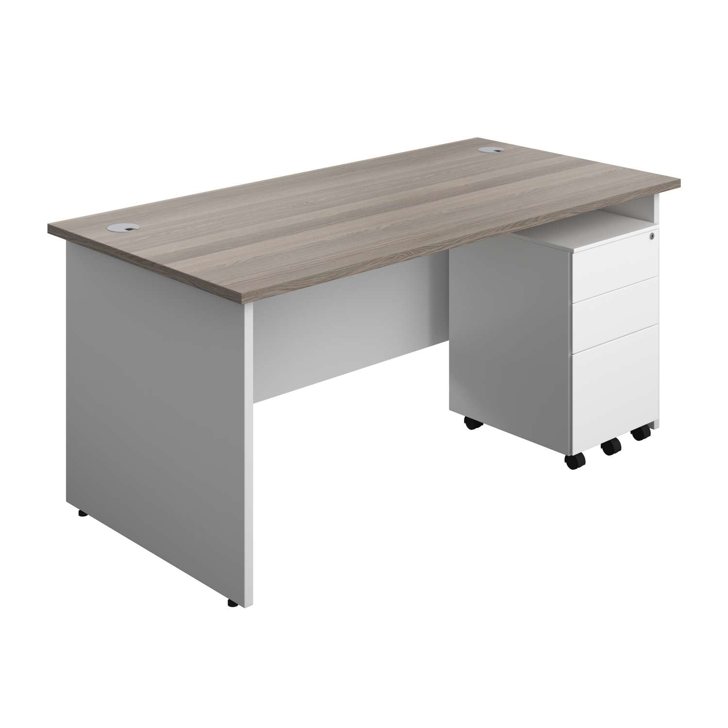 Panel Plus Rectangular Desk + 3 Drawer Steel Pedestal Bundle (FSC)