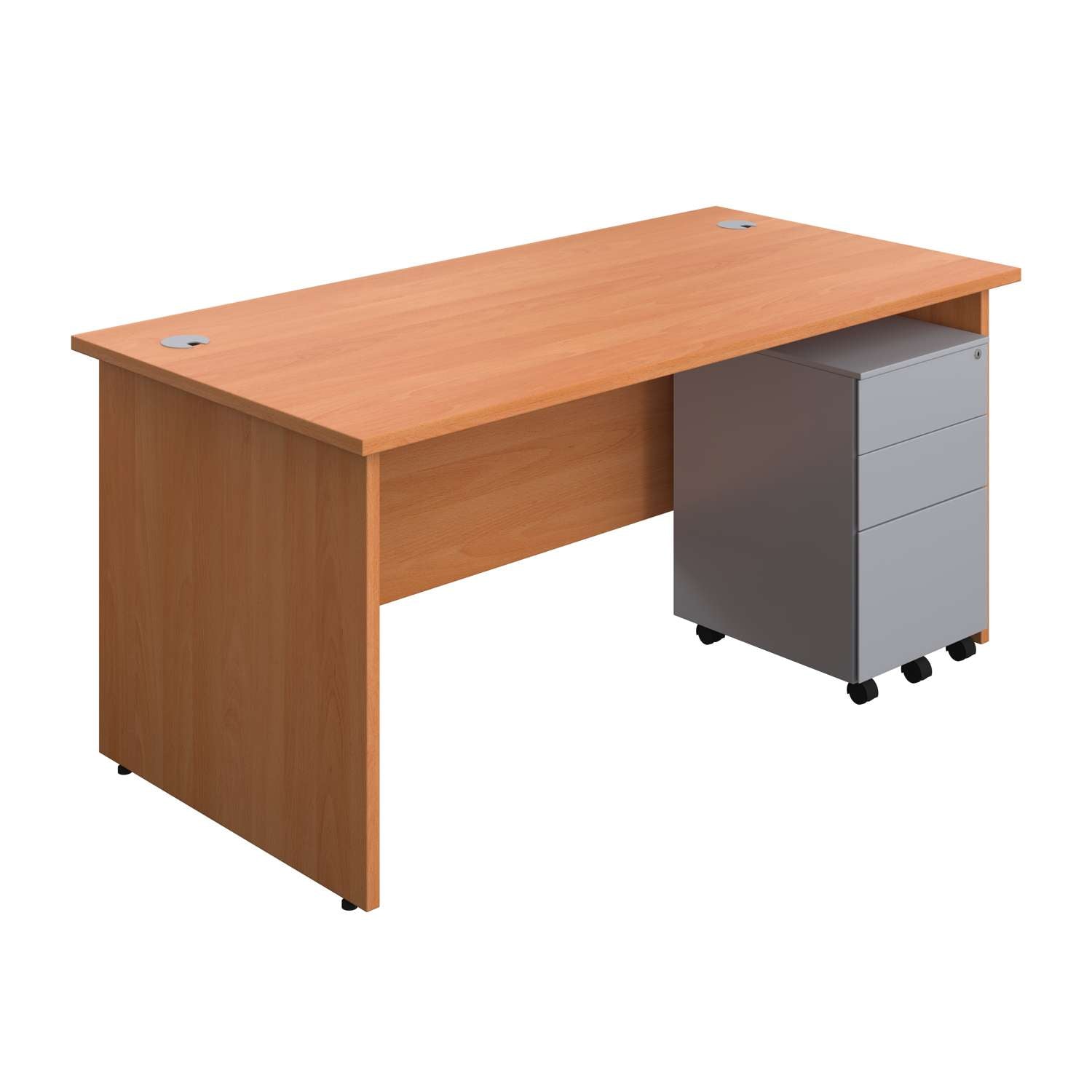 Panel Rectangular Desk + 3 Drawer Steel Pedestal Bundle (FSC)