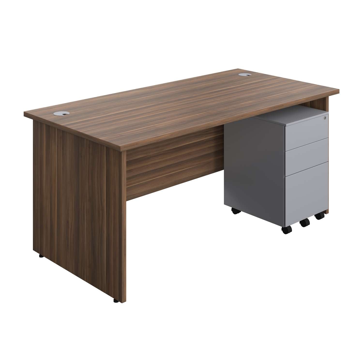 Panel Rectangular Desk + 3 Drawer Steel Pedestal Bundle (FSC)