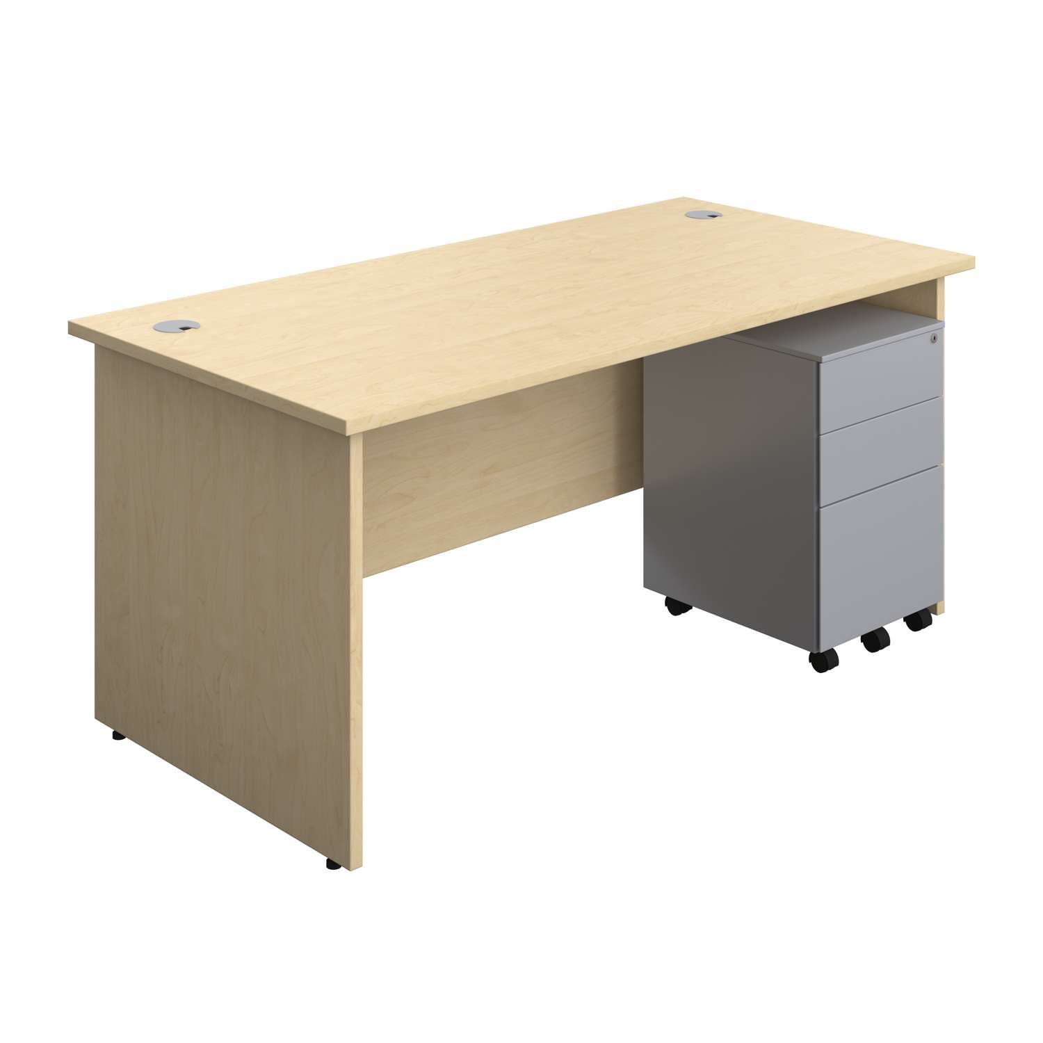 Panel Rectangular Desk + 3 Drawer Steel Pedestal Bundle (FSC)