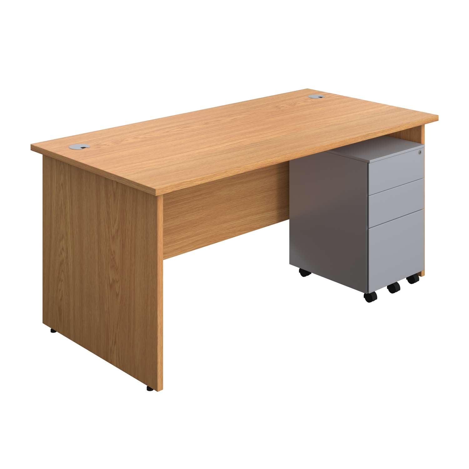 Panel Rectangular Desk + 3 Drawer Steel Pedestal Bundle (FSC)