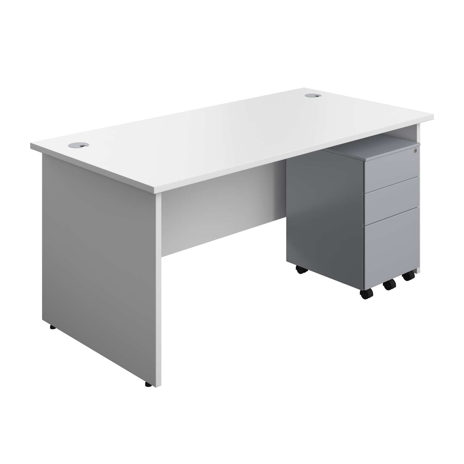 Panel Rectangular Desk + 3 Drawer Steel Pedestal Bundle (FSC)