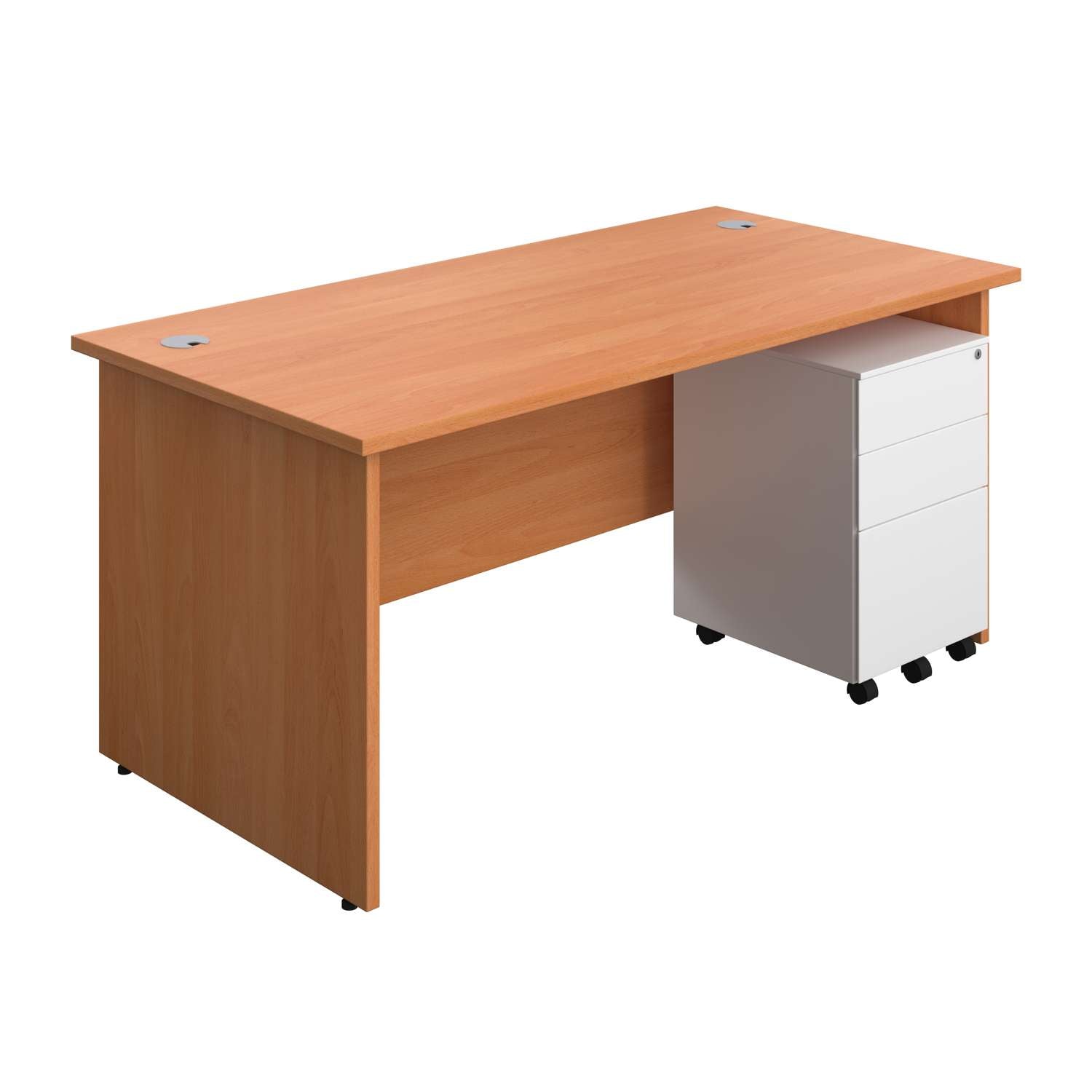 Panel Rectangular Desk + 3 Drawer Steel Pedestal Bundle (FSC)