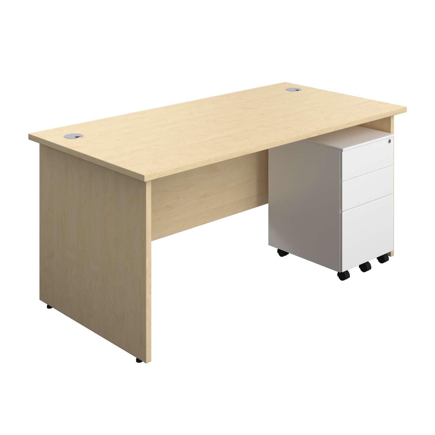 Panel Rectangular Desk + 3 Drawer Steel Pedestal Bundle (FSC)